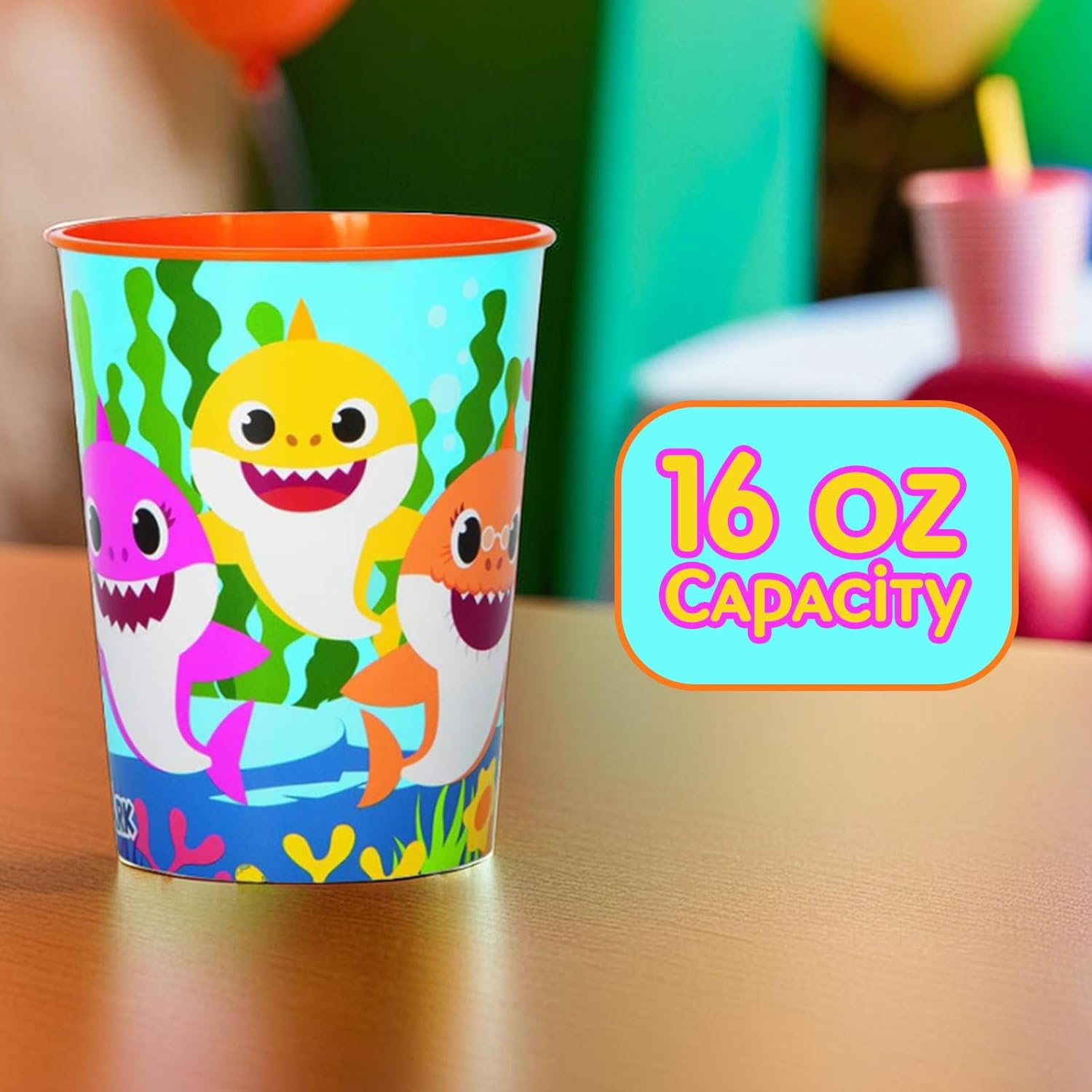 Unique Baby Shark Durable Plastic Stadium Cup - 16 oz 1