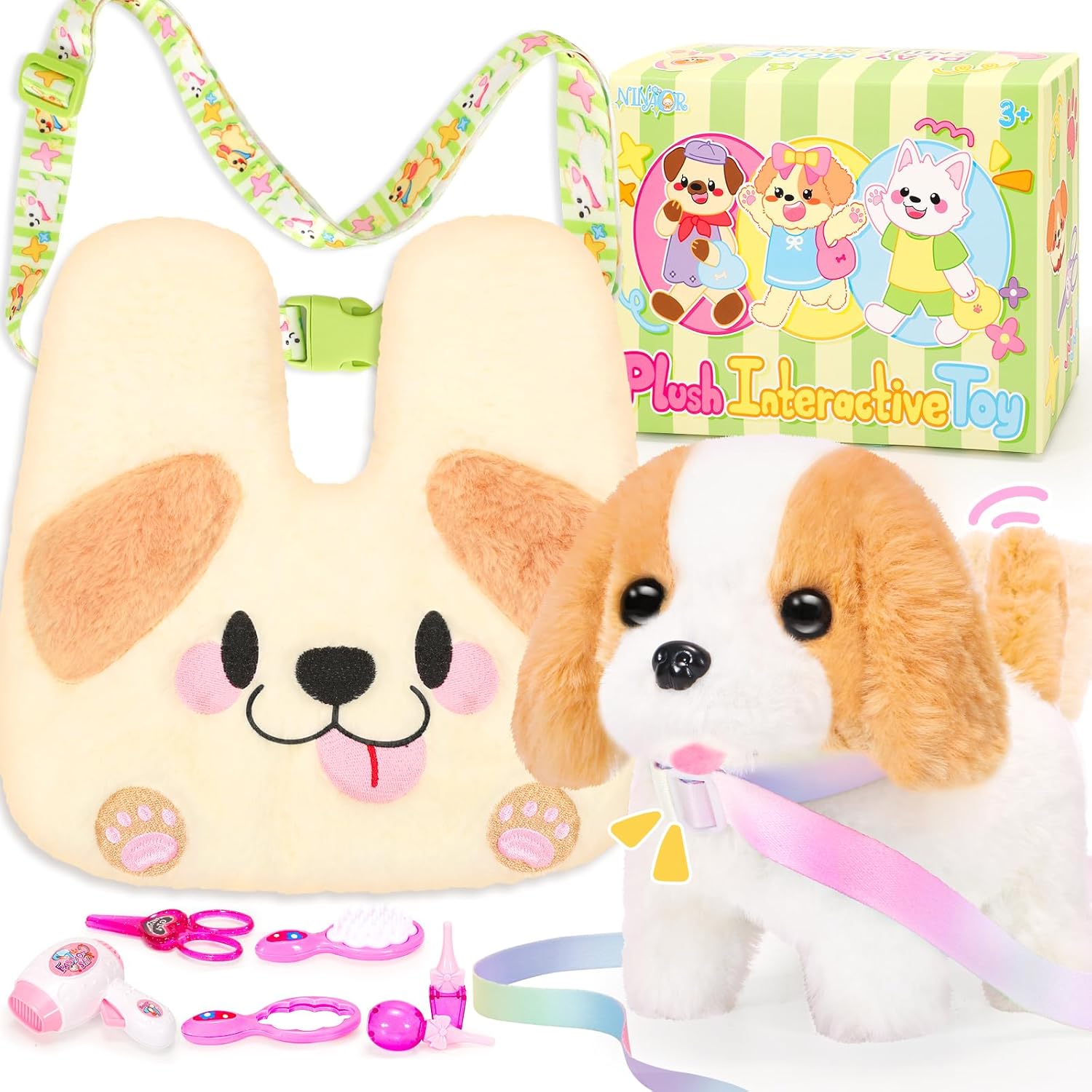 Ninaor Plush Dog Toy with Crossbody Bag and Accessories 1