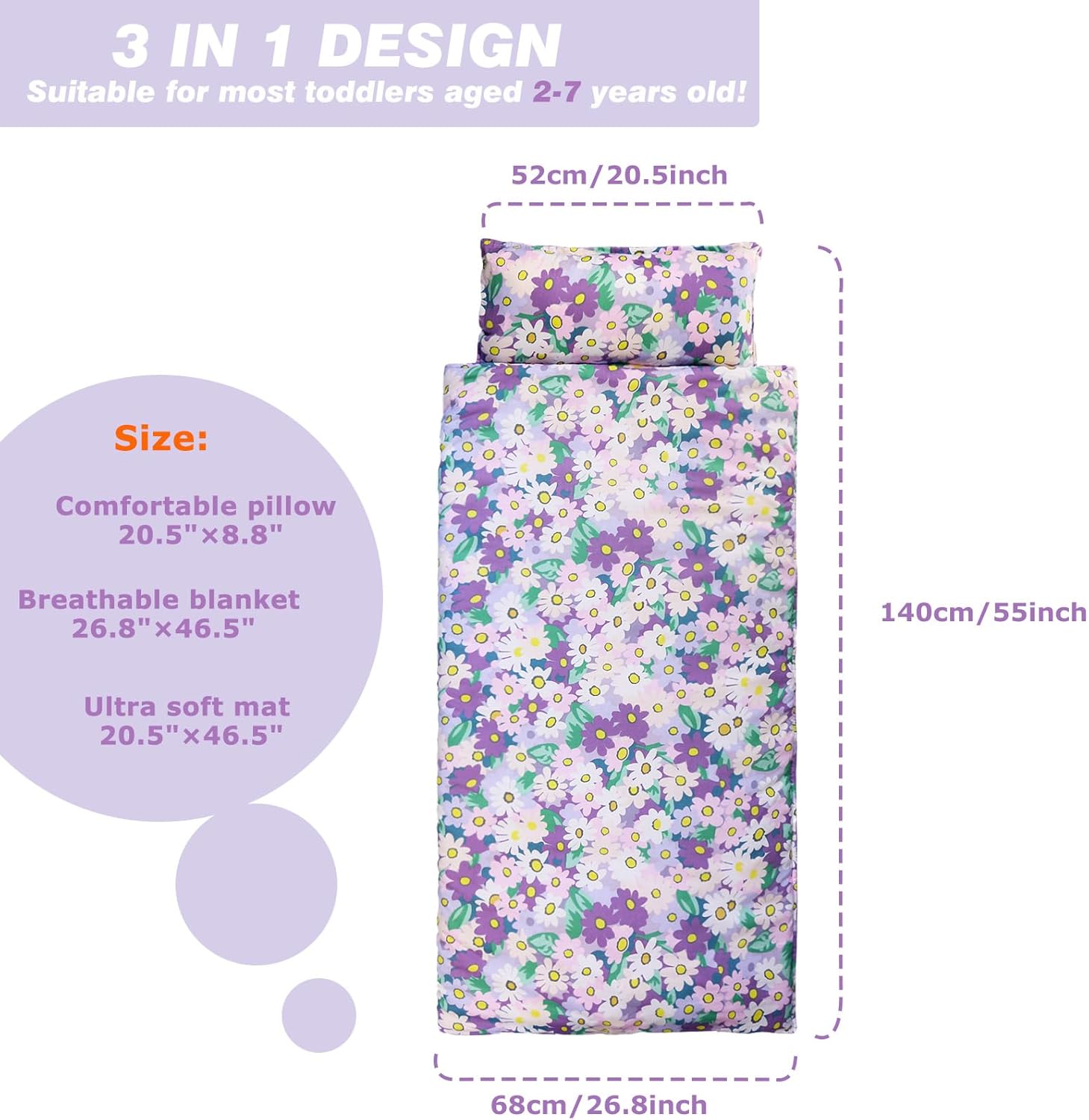 Hi Sprout Toddler Nap Mat with Pillow and Blanket 1