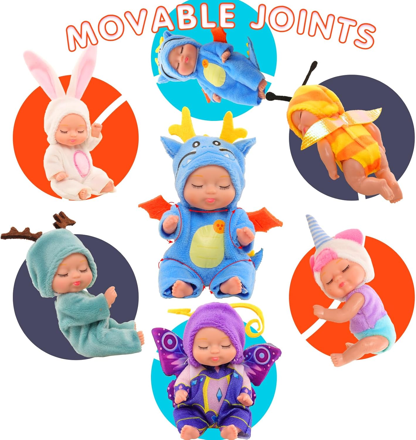 4 Inch Mini Baby Dolls 6pcs Set Realistic Reborn Toys