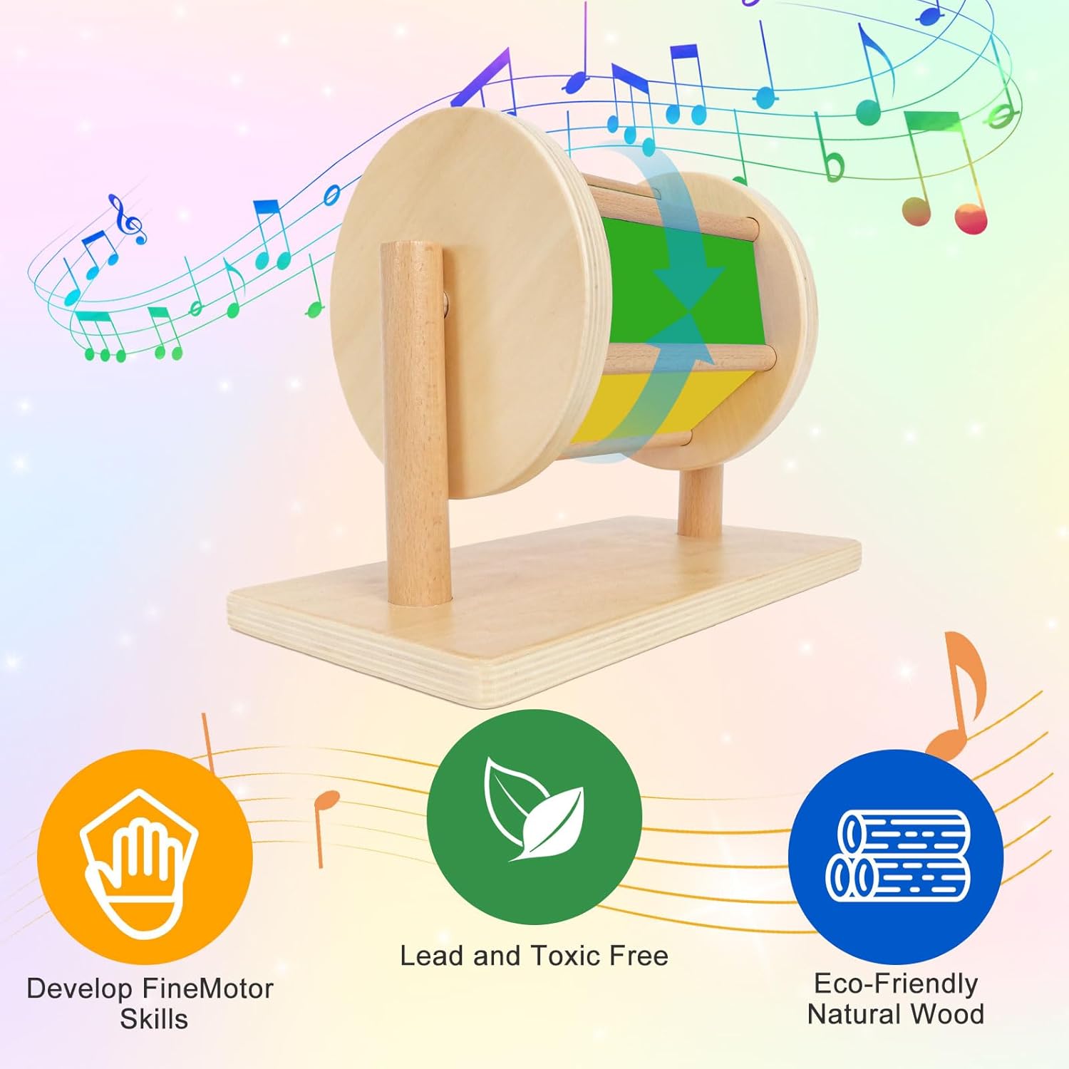 LEADER JOY Montessori Spinning Drum Toy for 1-3 Year Old