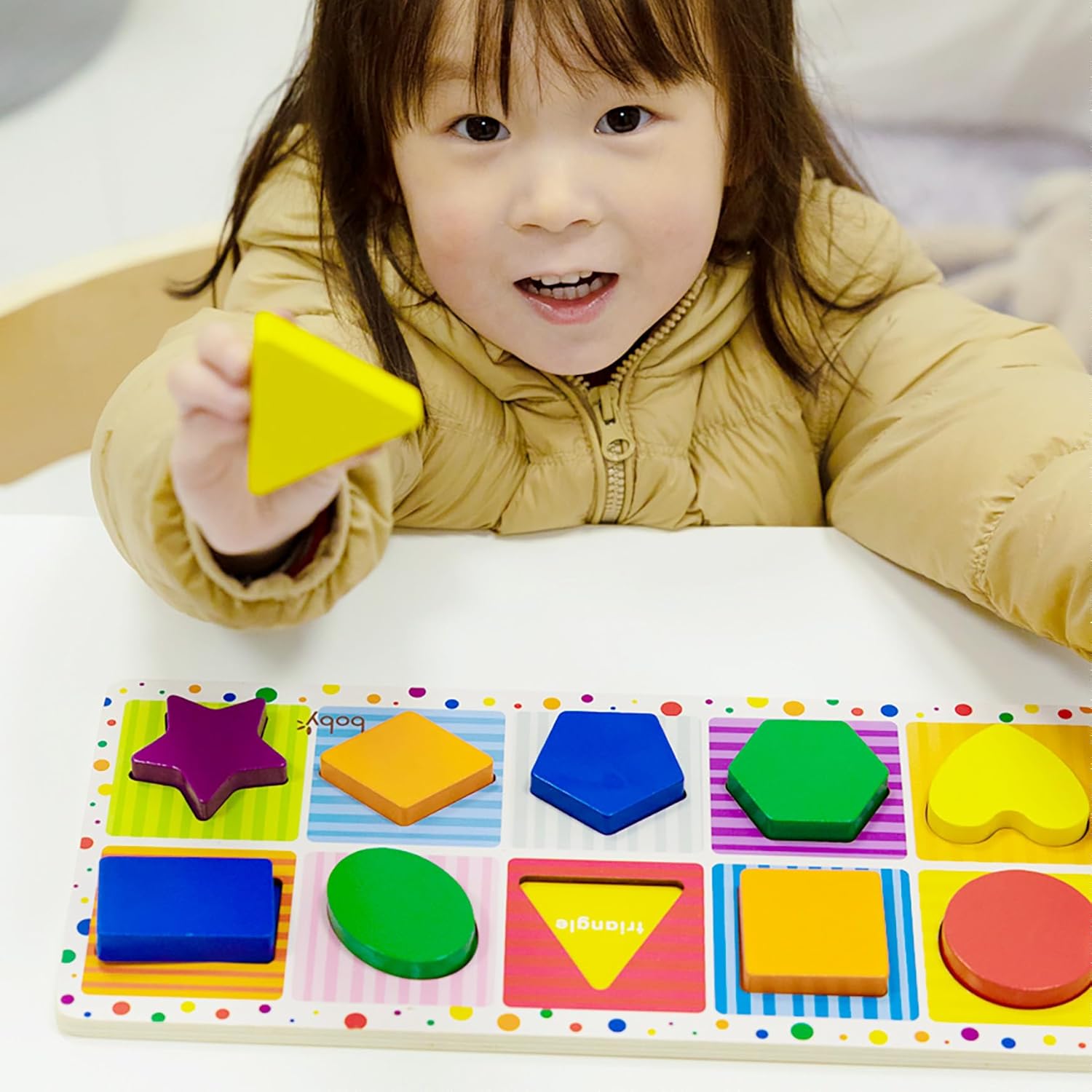 Dailyfunn Wooden Shape Puzzle 10 PCS Toddler 1-3 Years