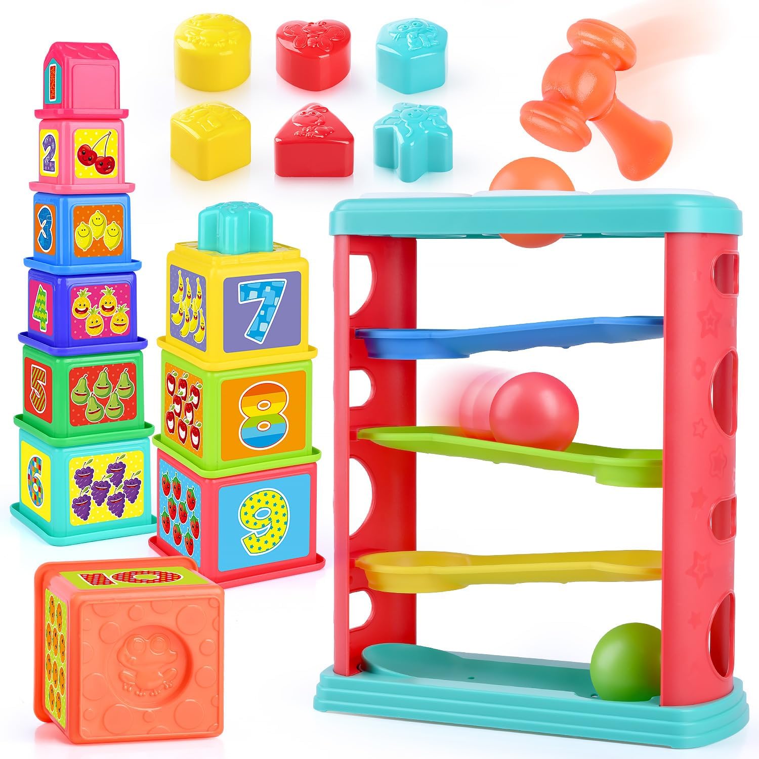 3-in-1 Montessori Toddler Toy for 1-3 Year Olds
