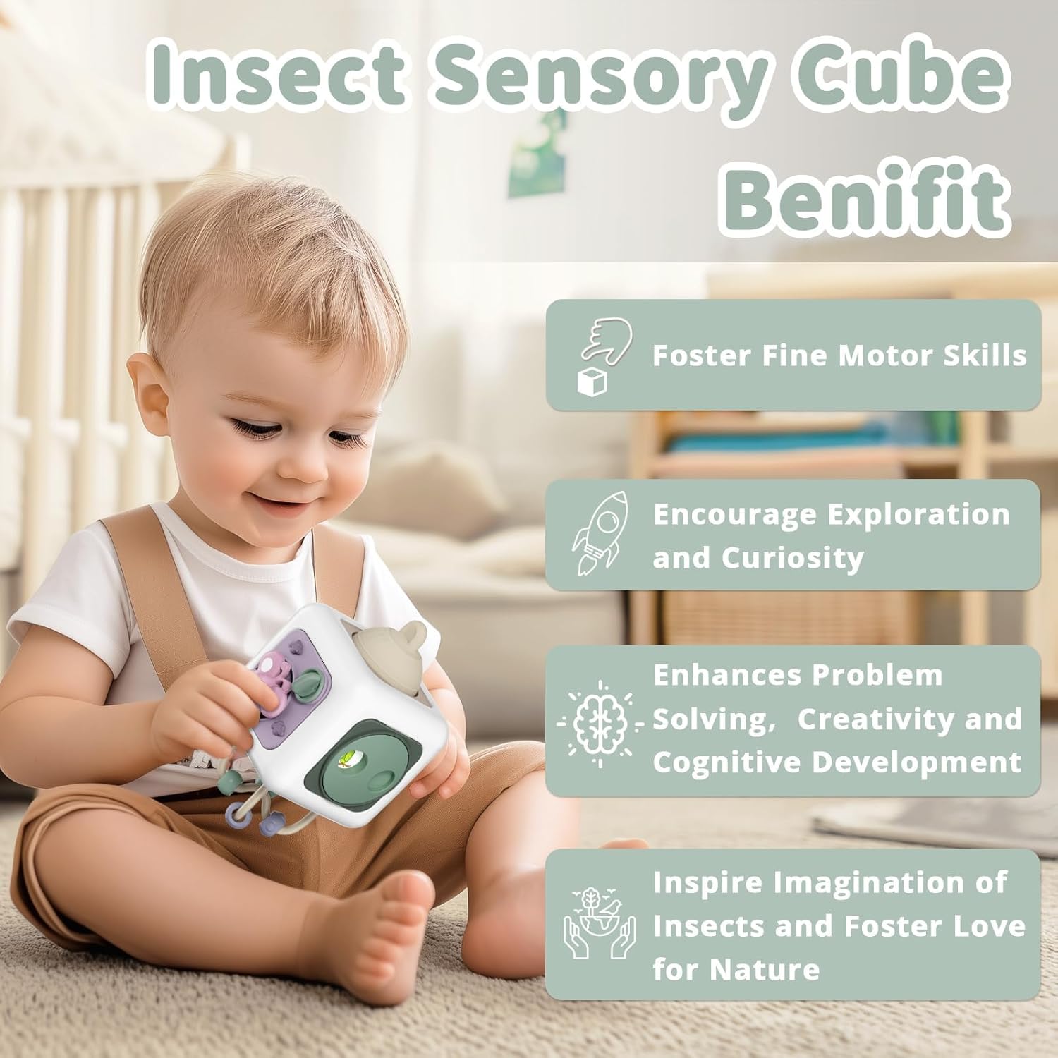 SOCBTNSO Baby Busy Board Cube for 1 Year Old