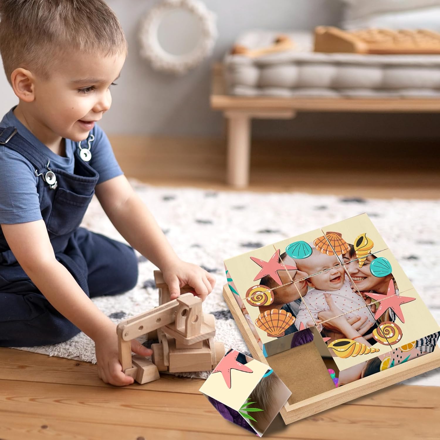 Personalized Wooden Cube Puzzles for Toddlers