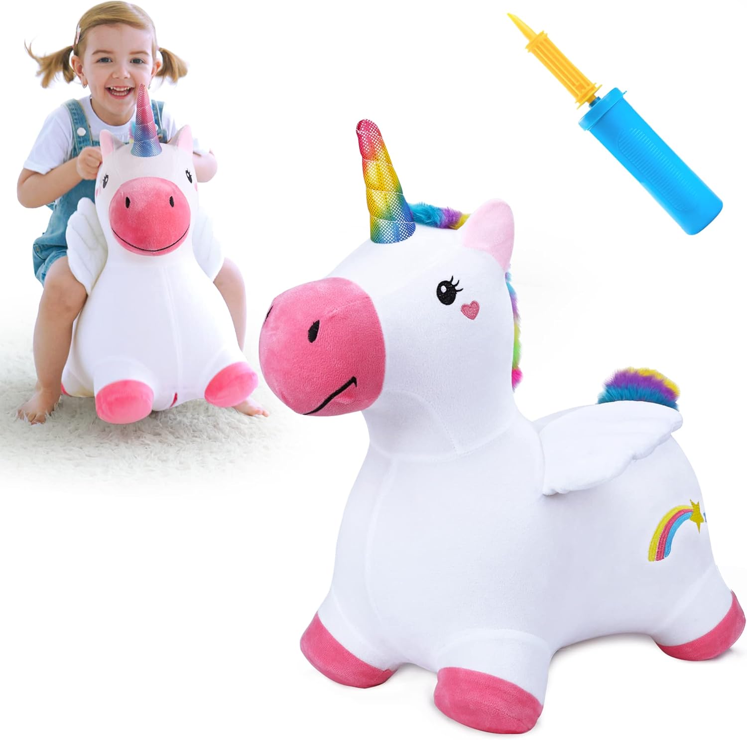 iPlay iLearn Bouncy Unicorn Hopper Toy for Toddlers