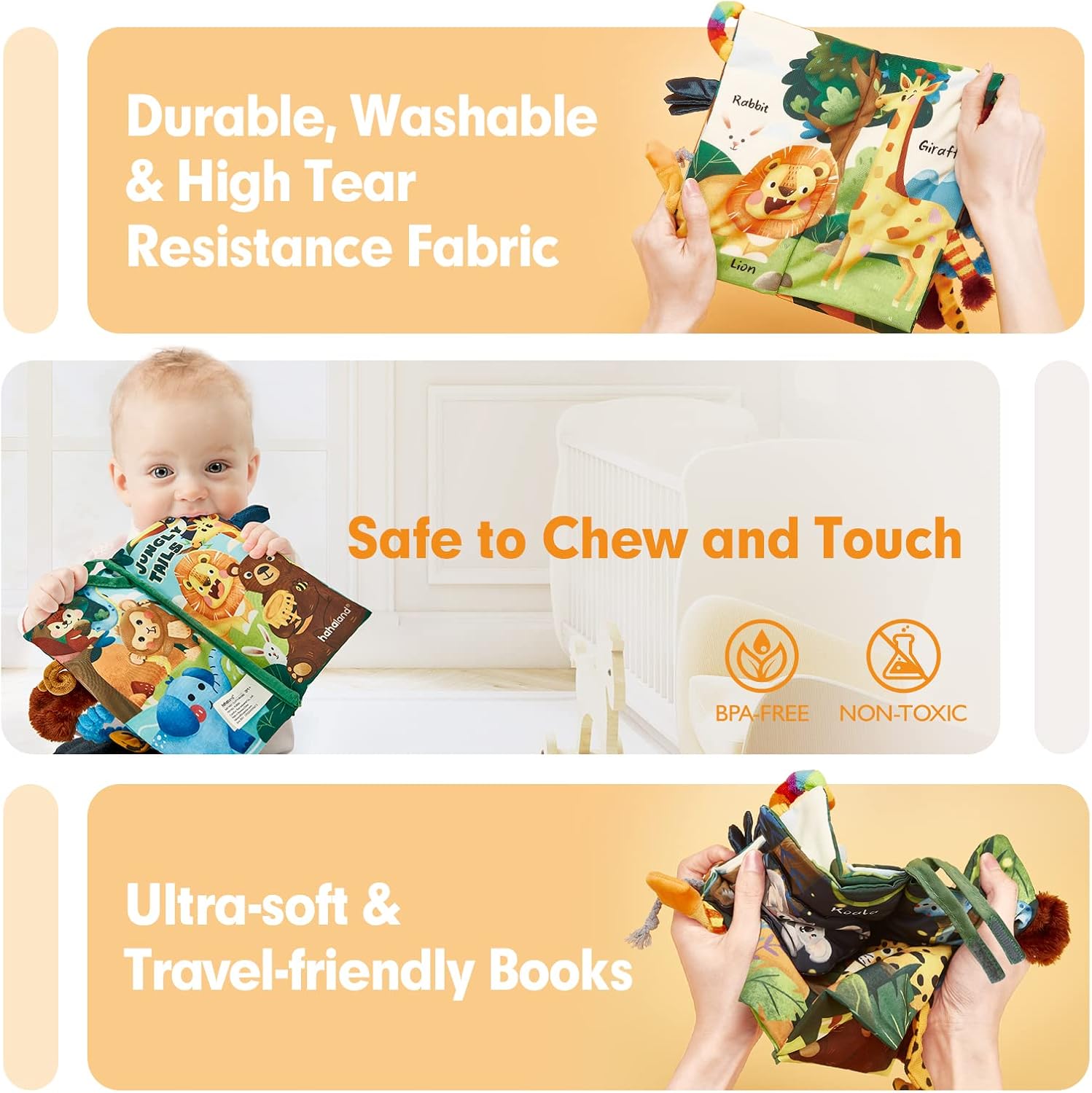 hahaland Baby Books 0-12 Months Touch Feel Learning Toy