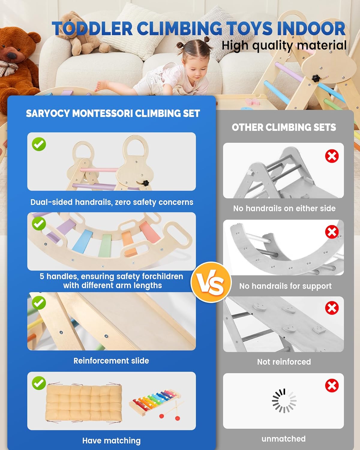 Saryocy Pikler Triangle Set for Kids 1-6
