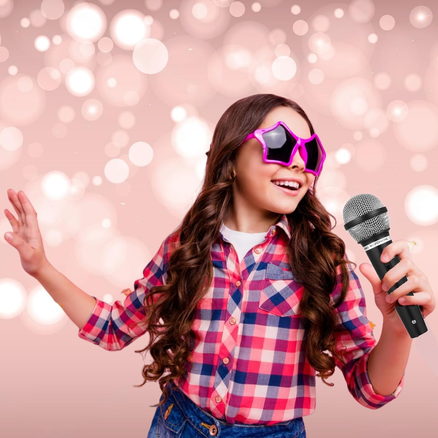 Sealhuan Fake Microphone Toy for Kids Black Pretend Mic