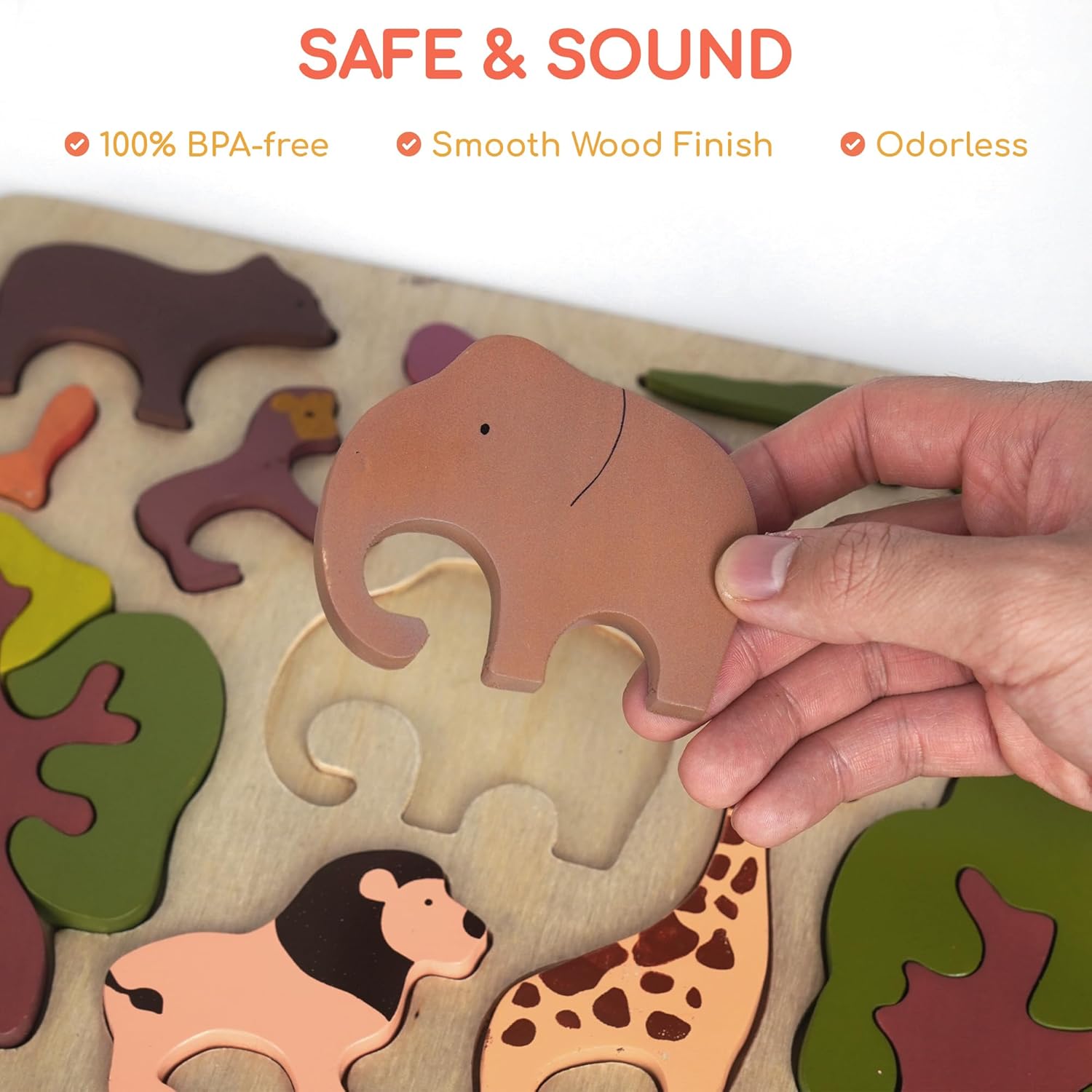 Chippi Co Wooden Peg Puzzles for Toddlers 1-3