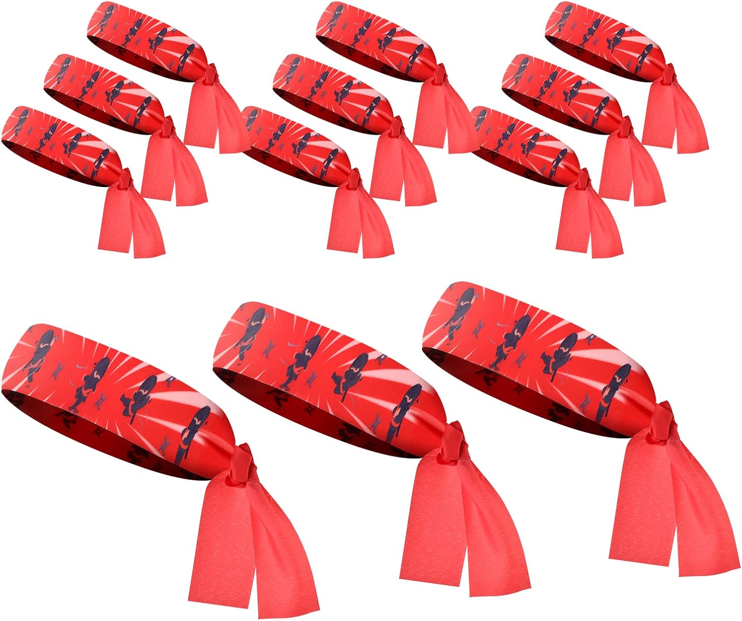 WANGDEFA Ninja Headbands 24 Pack Red Black
