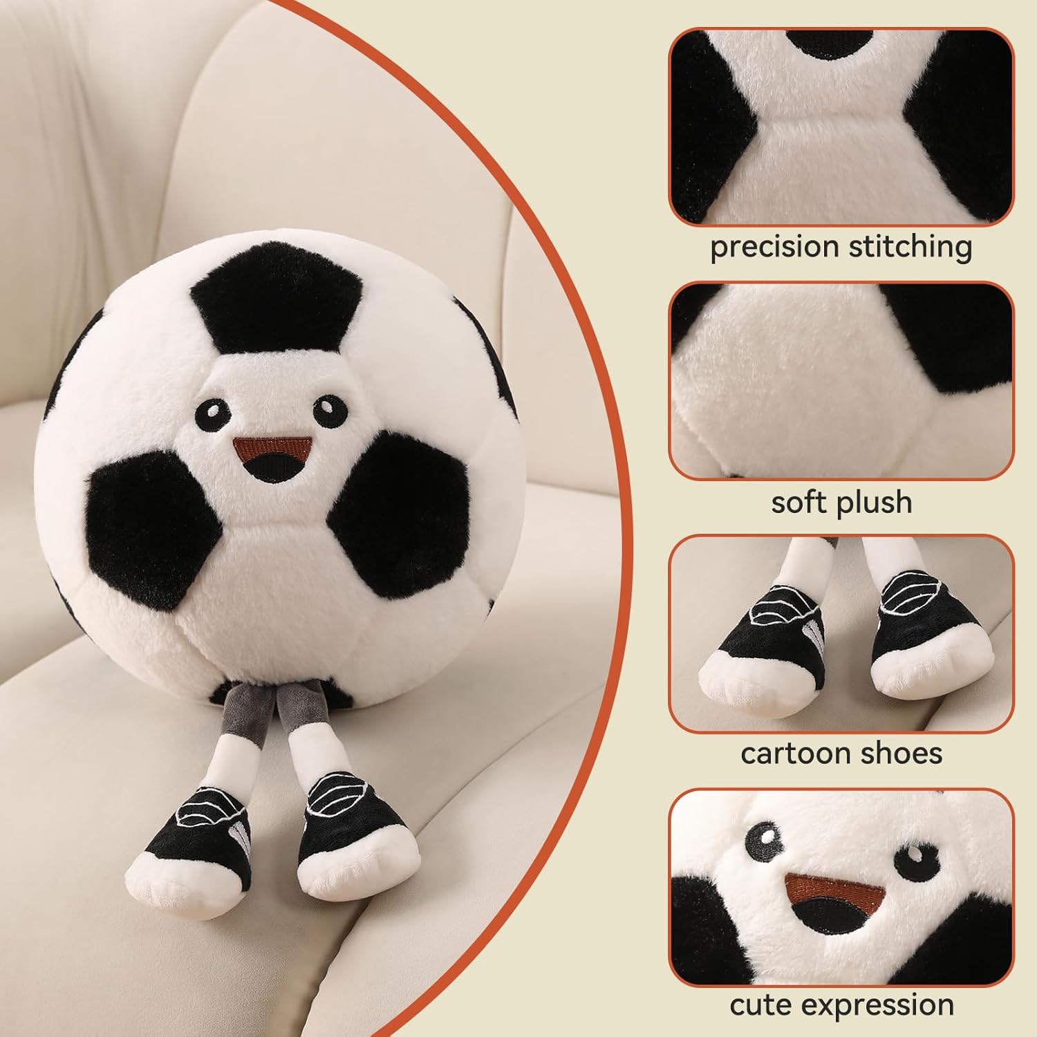 Stepxi Soccer Ball Pillow - Cute Sports Room Decor