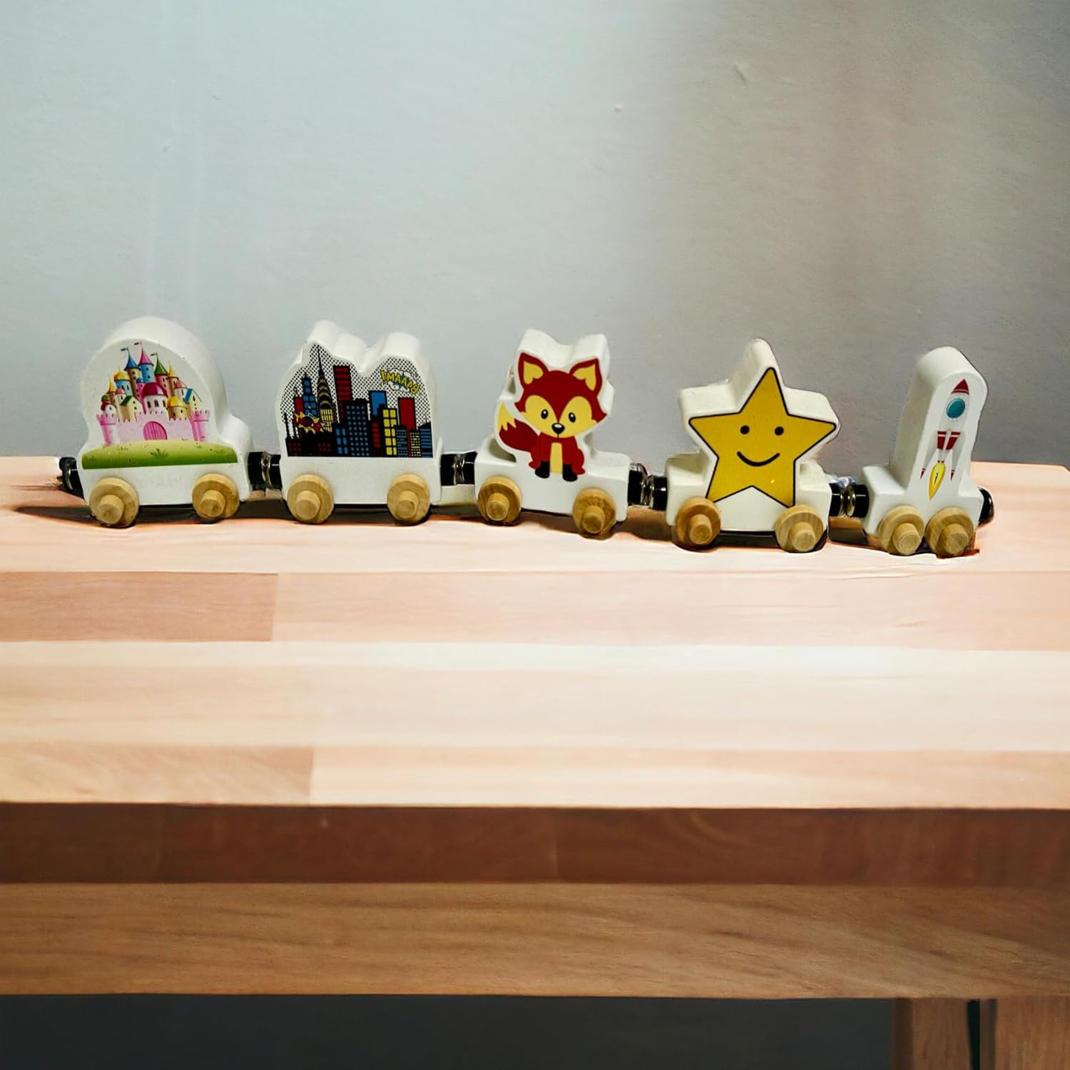 KIDZCO Wooden Character Train Puzzle with Magnets