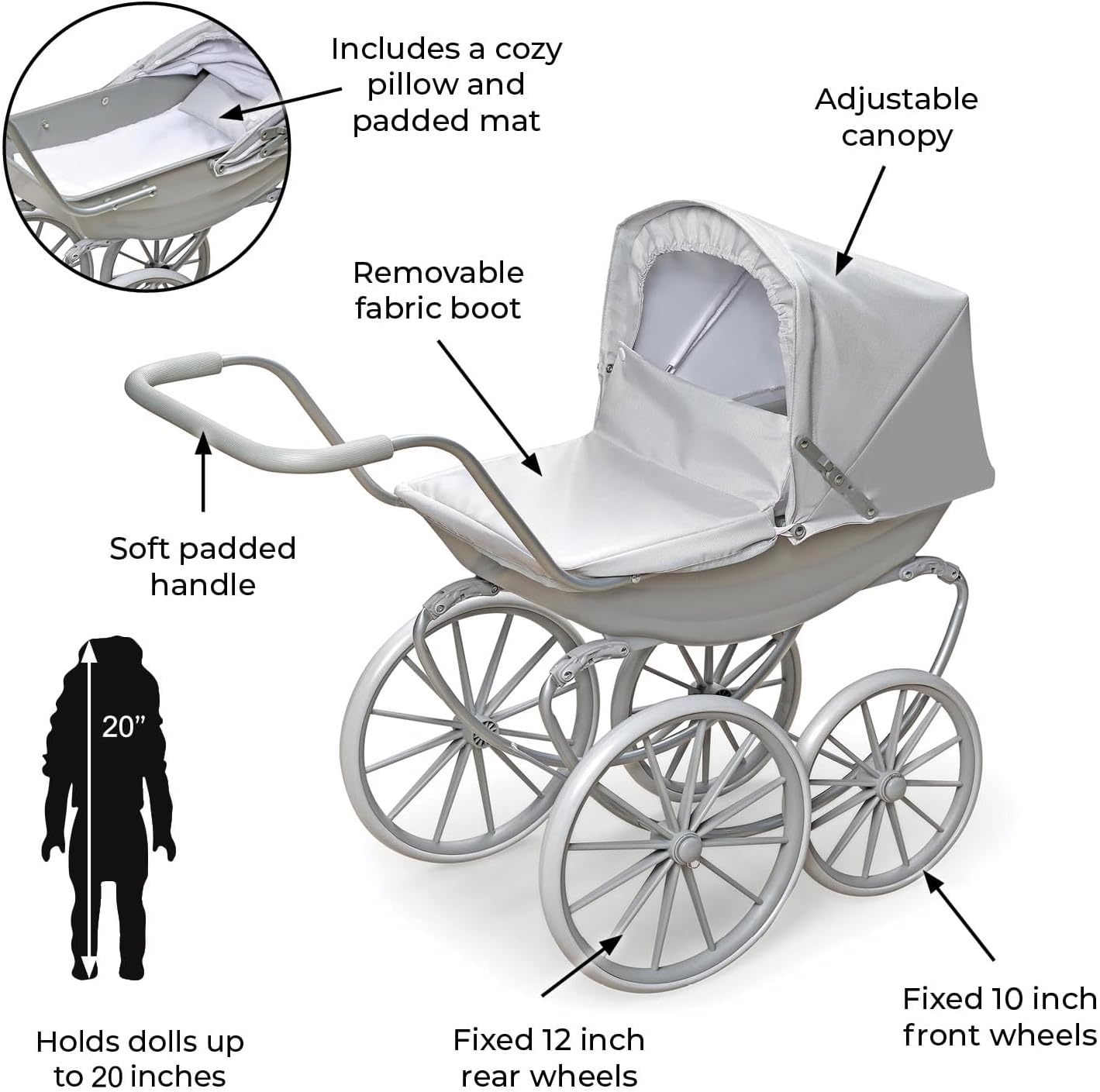 Badger Basket London Doll Stroller for 18 Inch Dolls