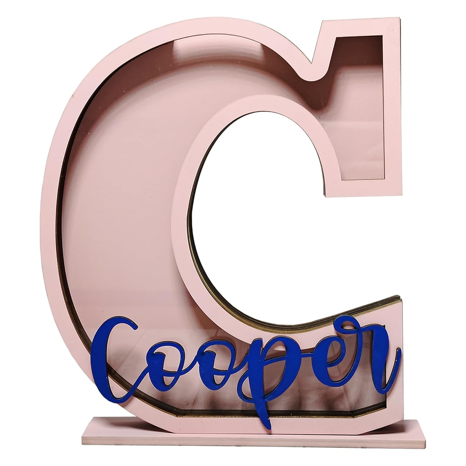 Personalized Name Letter Piggy Bank - 10 Inch Wooden Money Box for Kids