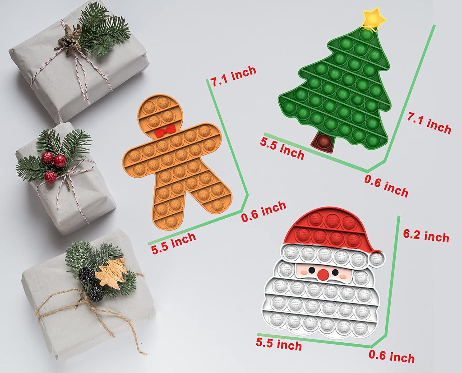 Amplelife Christmas Pop Fidget Toys - Santa Gingerbread Man