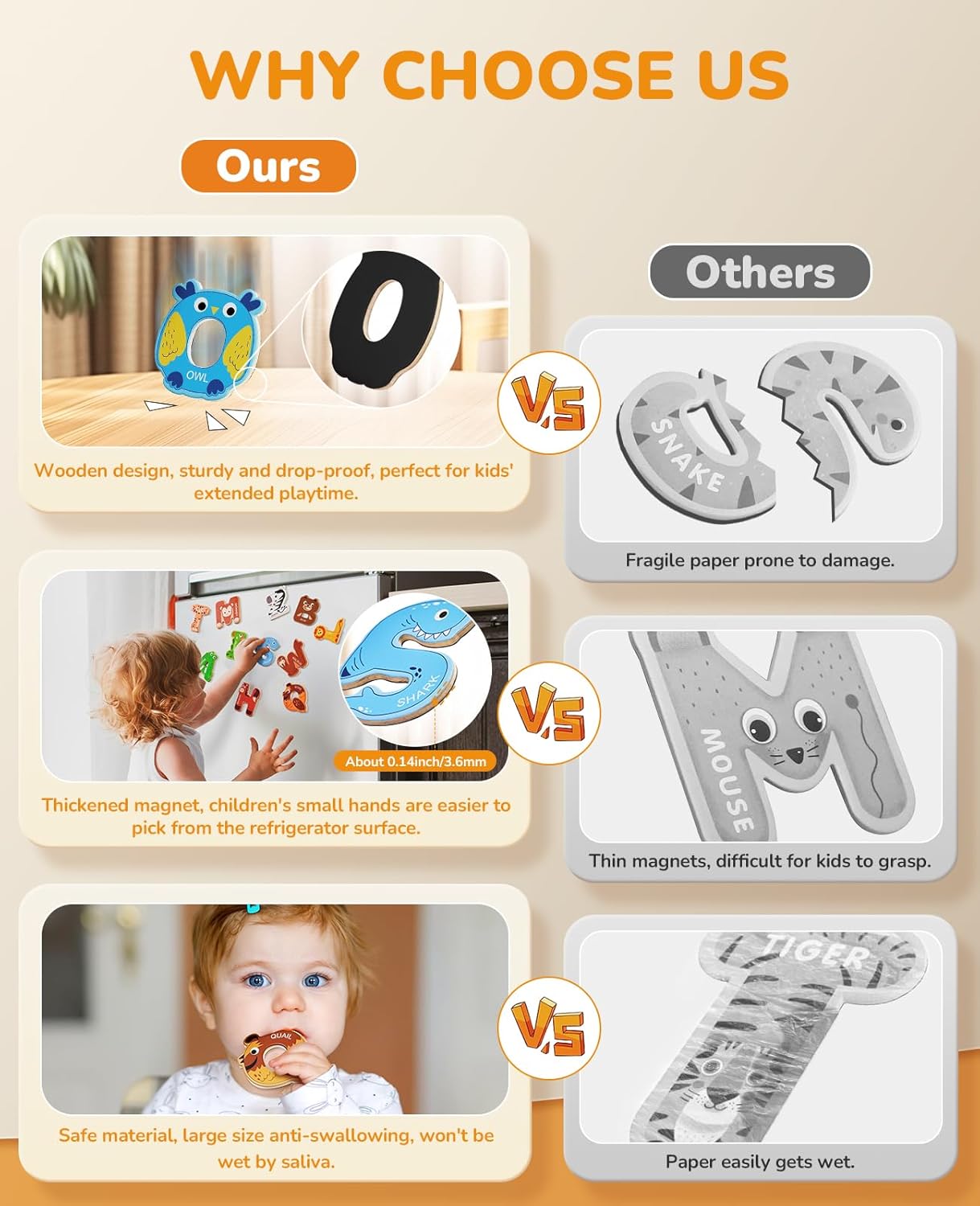 JoyCat Wooden Alphabet Magnets for Toddlers 1