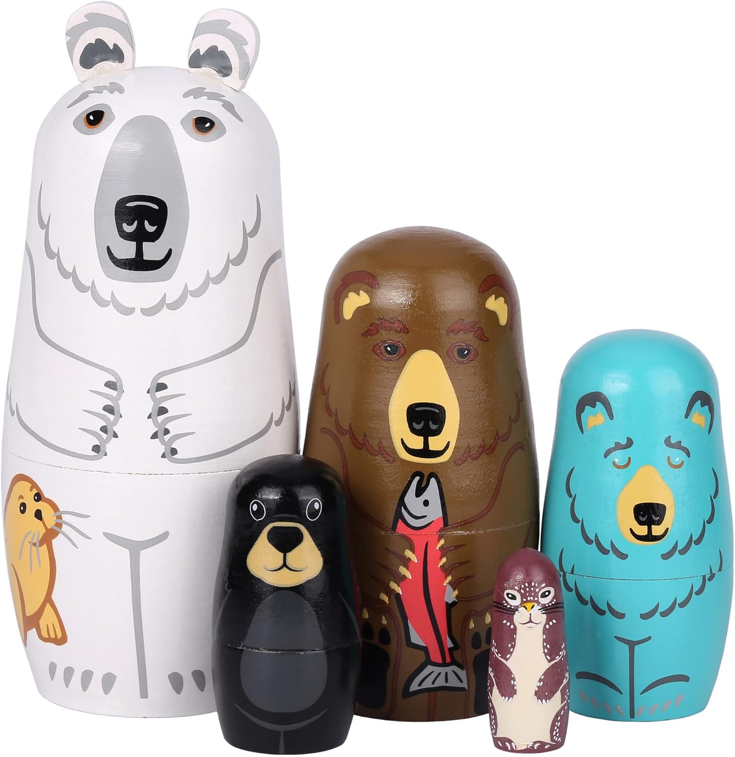 Yoption 5Pcs Bear Matryoshka Nesting Dolls Set