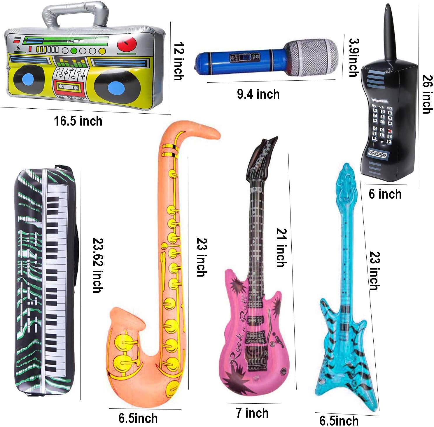 WedFeir 7 Pack Inflatable Rock Star Toys Set