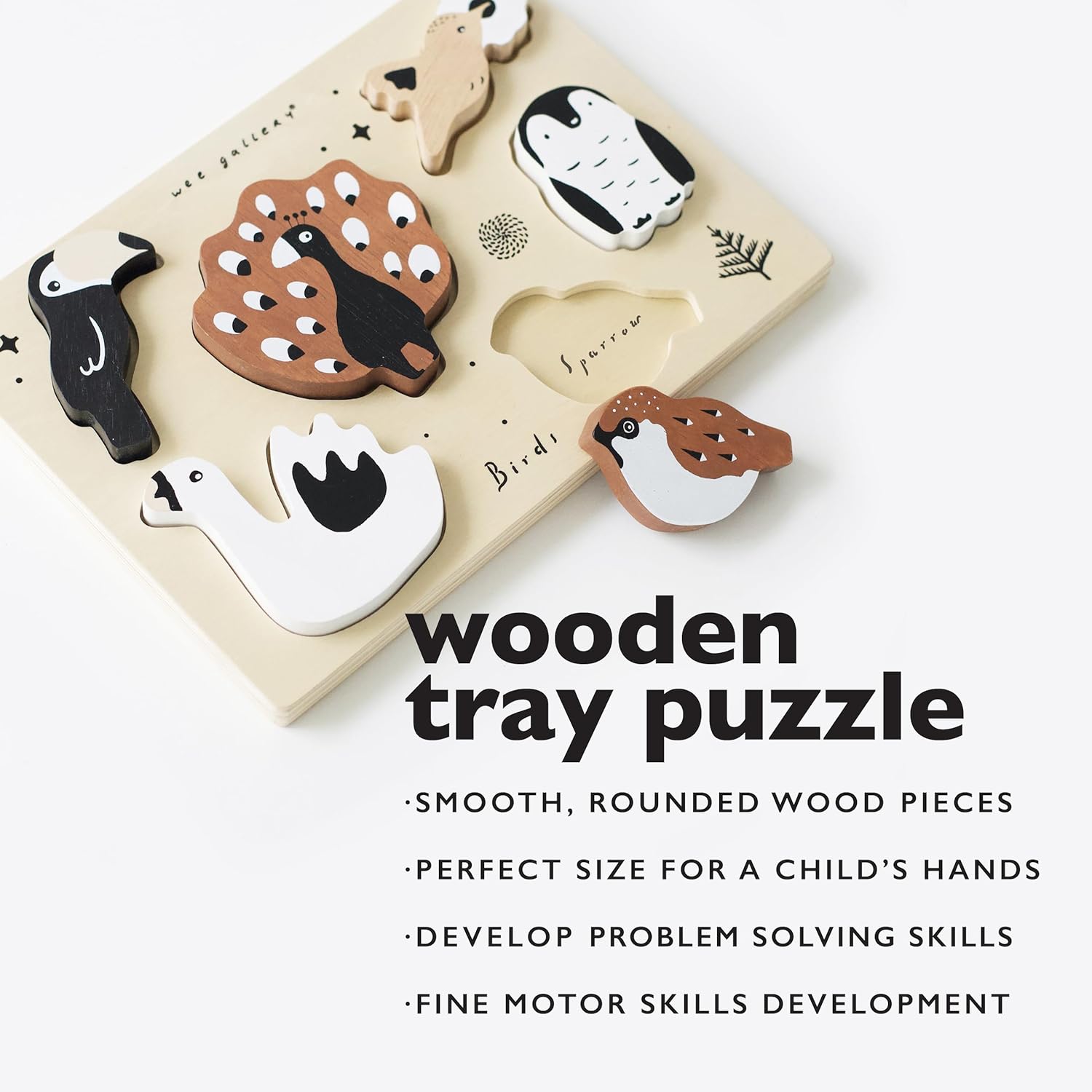 Wee Gallery Bugs Wooden Puzzle Tray for Kids Age 2-4