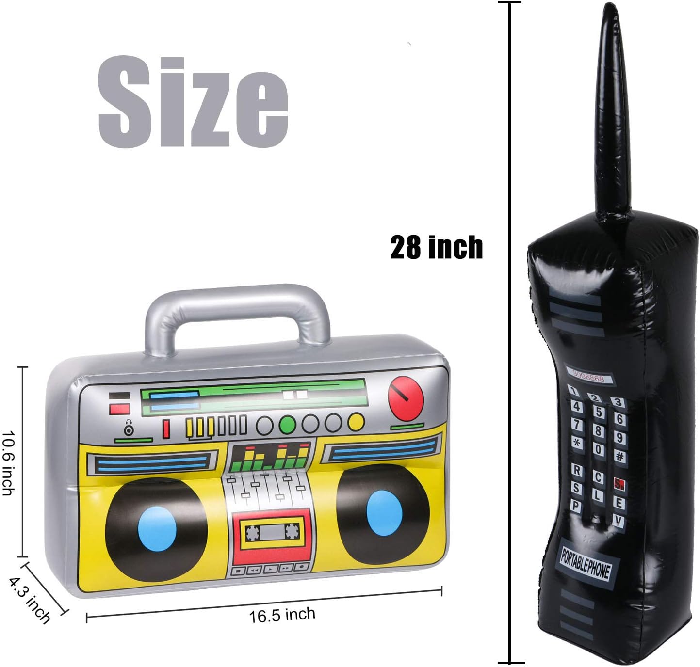 2PCS Inflatable Boombox Phone for 80s 90s Party Decor