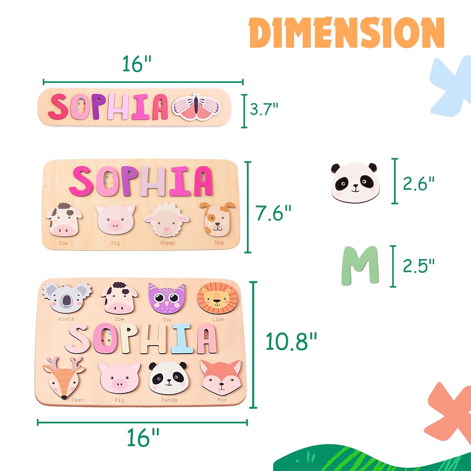 Personalized Name Puzzle for Toddlers - Custom Animal Design