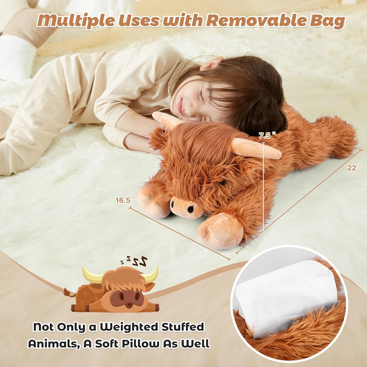 Bobbie Laxi 22 Highland Cow Weighted Plush Toy