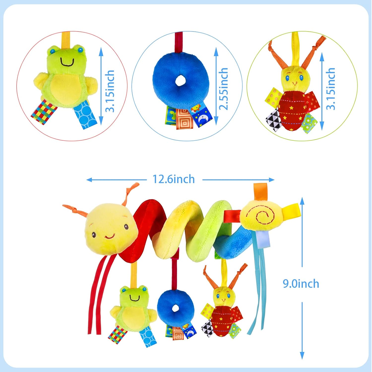 FPVERA Baby Crib Hanging Rattle Toy with Spiral Design and Ringing Bell