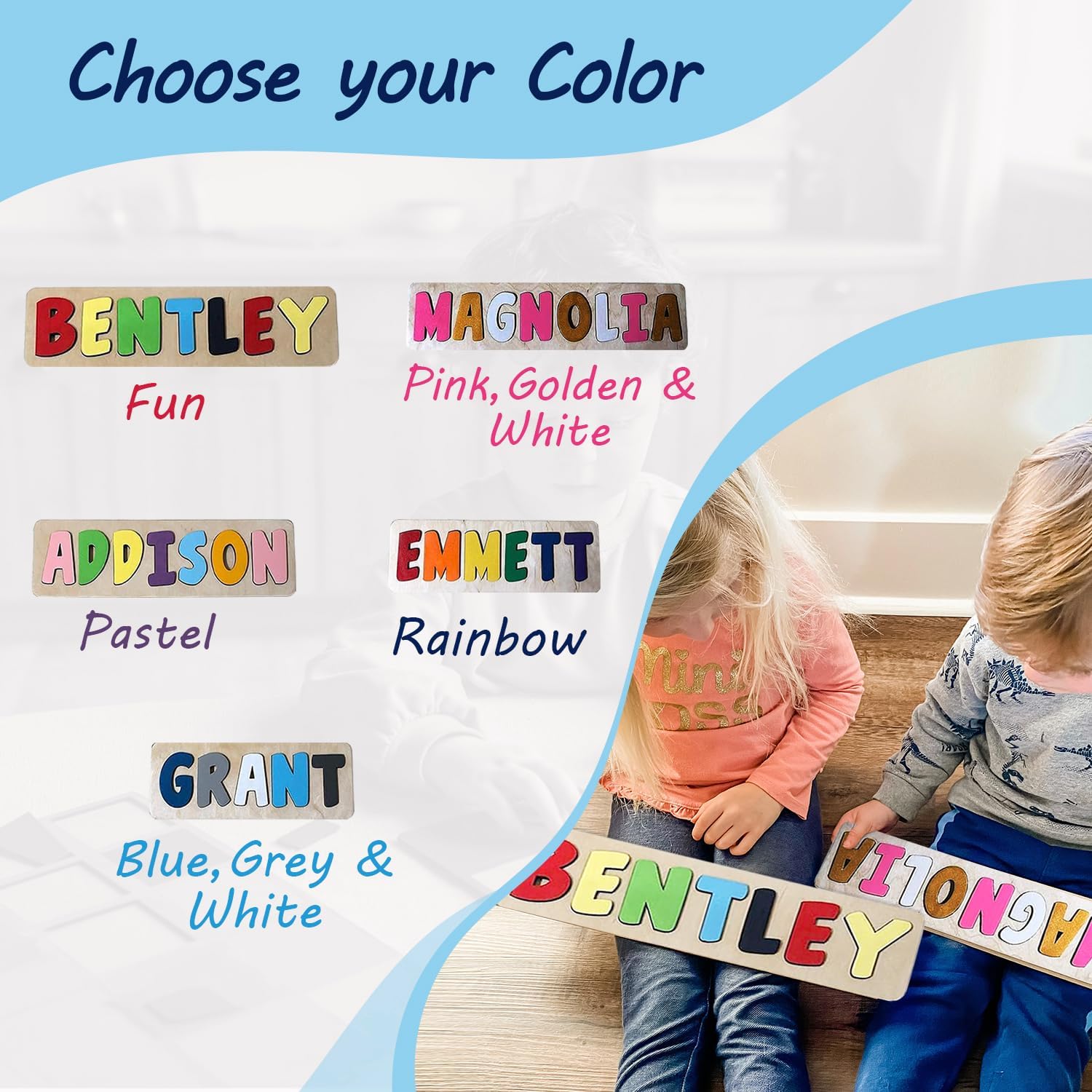 Birds Wood Shack Personalized Wooden Name Puzzle for Kids