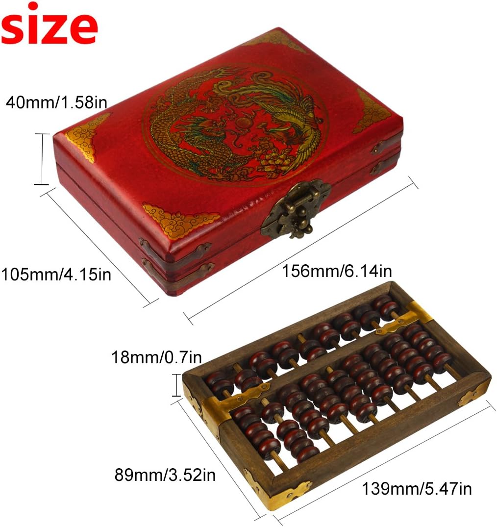 Larcele 9 Column Wooden Abacus with Leather Box