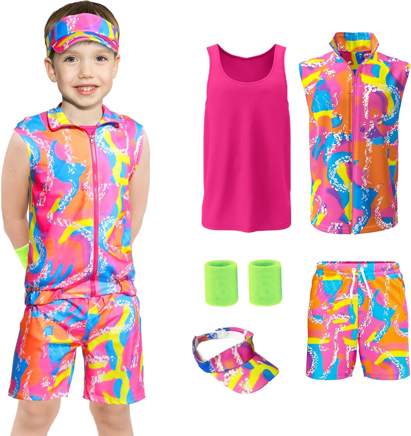 80s Workout Costume for Kids Halloween Cosplay Set