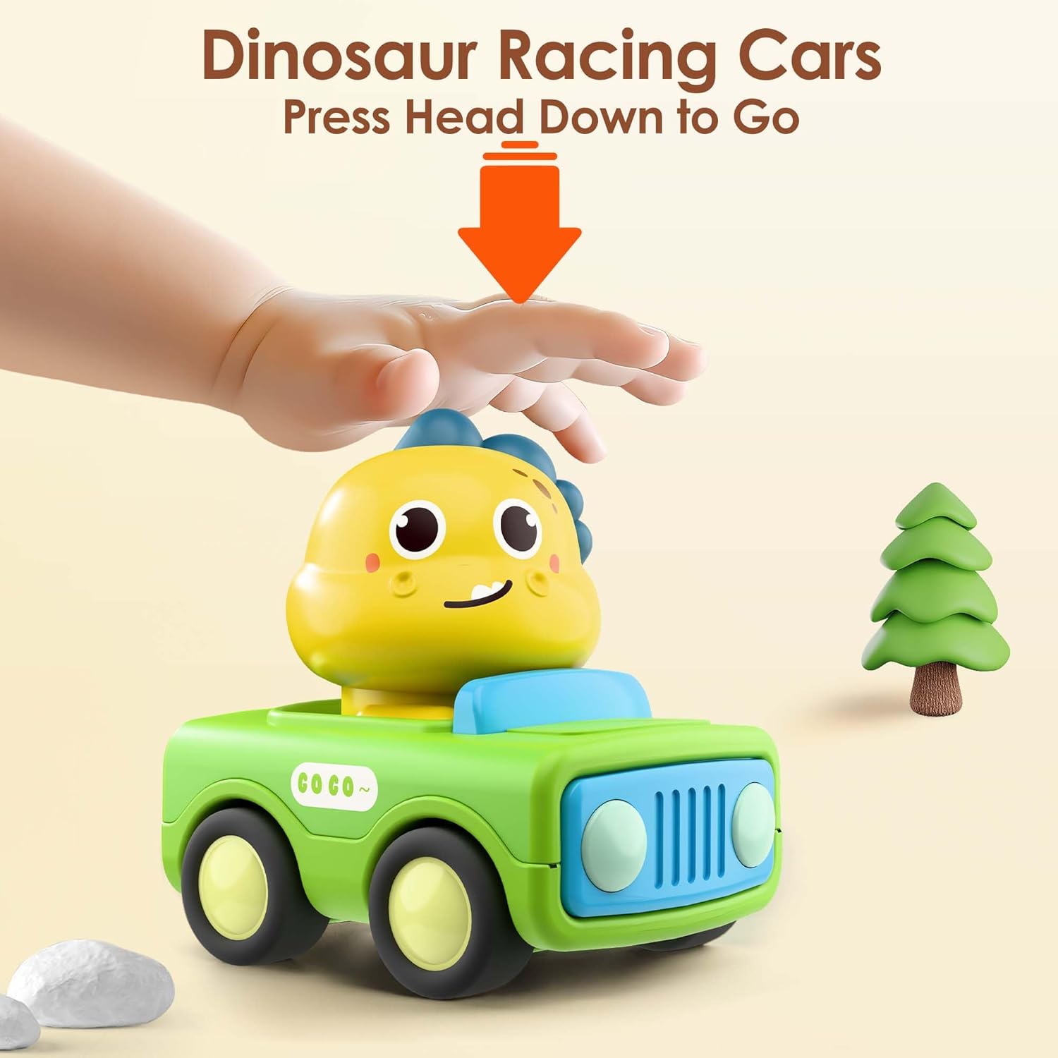 iPlay iLearn Press to Go Car Toy for Toddlers 1-3 Years