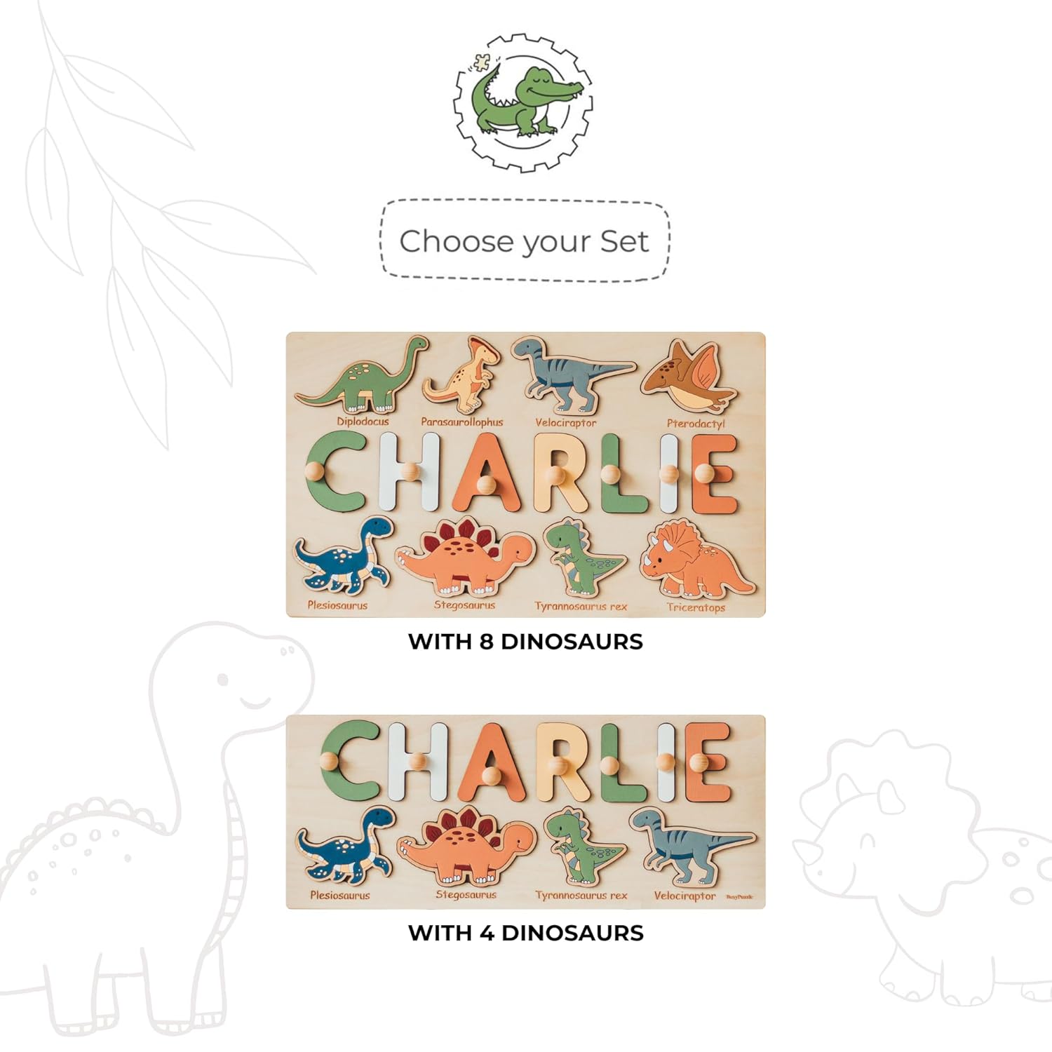 Dinosaur Name Puzzle for 1 Year Old