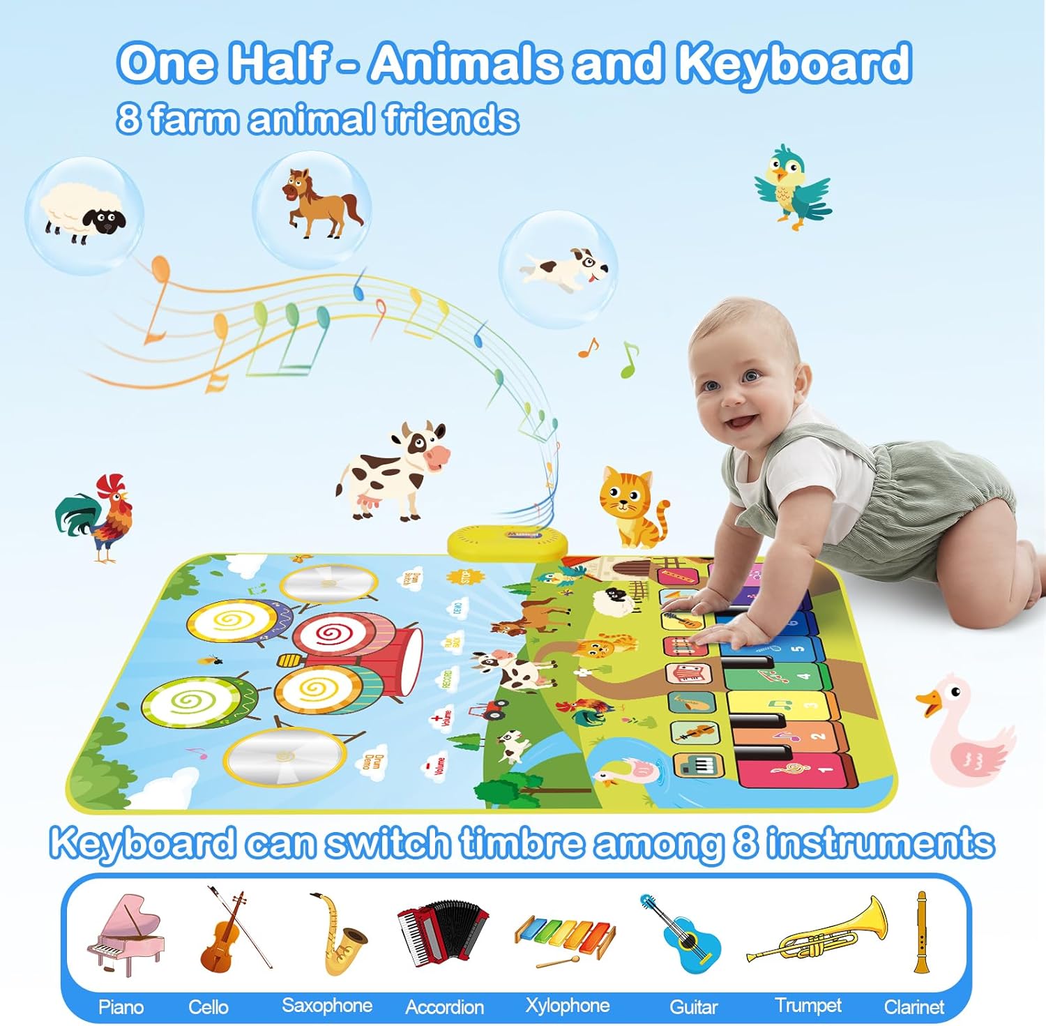 Foki 3-in-1 Musical Mat for Kids 1-5 Years 1