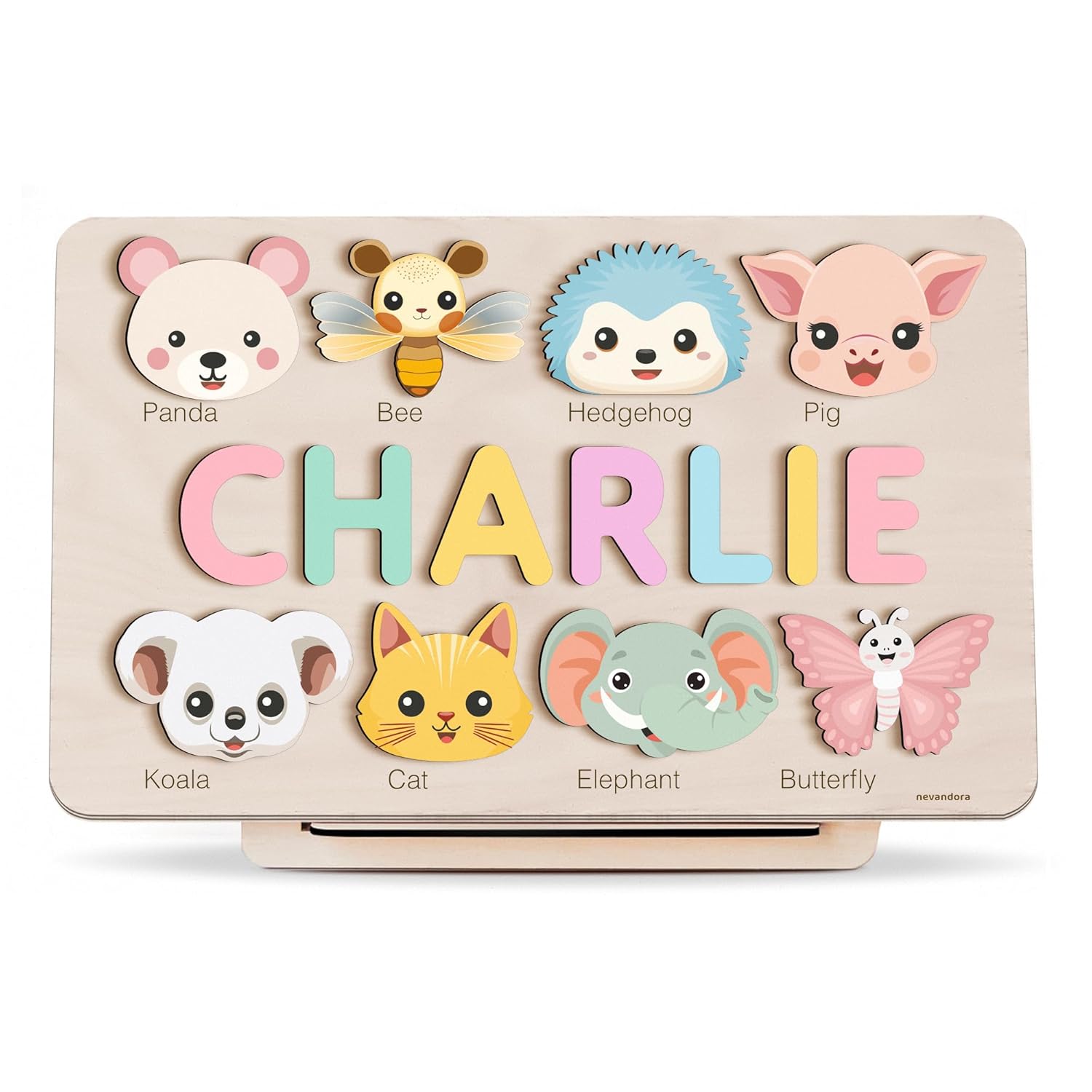 Custom Name Puzzle with Animals - Handmade Wooden Toy