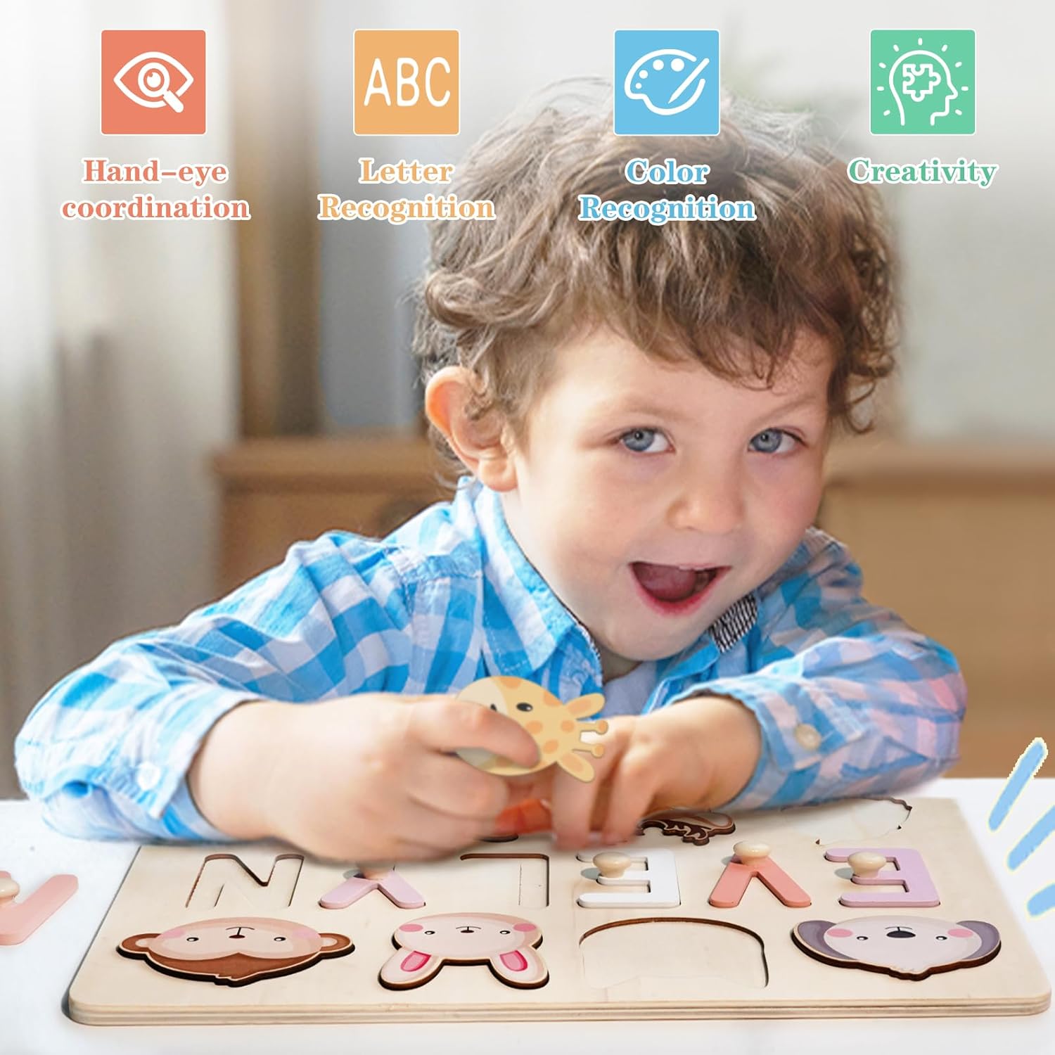 Custom Wooden Name Puzzle for Kids - Montessori Toy
