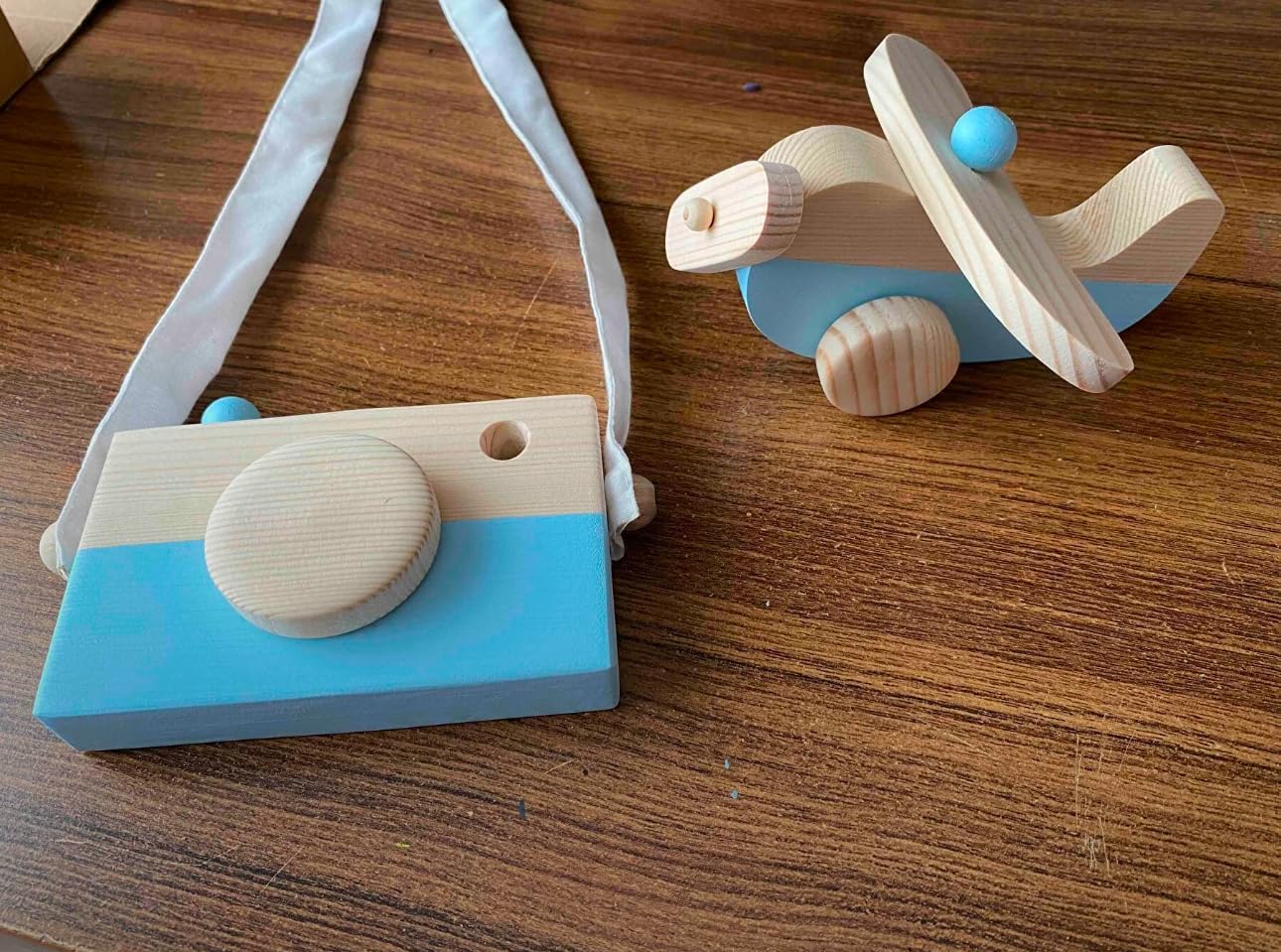 Wooden Airplane Toy Handmade Natural Wood Pull Toy for Toddlers