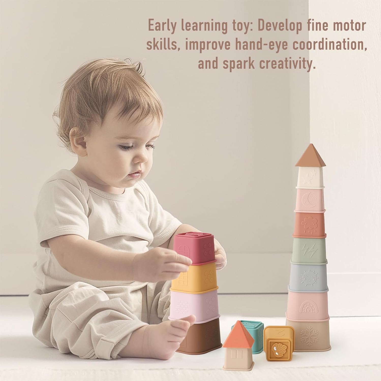 YIVEKO Baby Stacking Cups Toy 8 Pcs Set