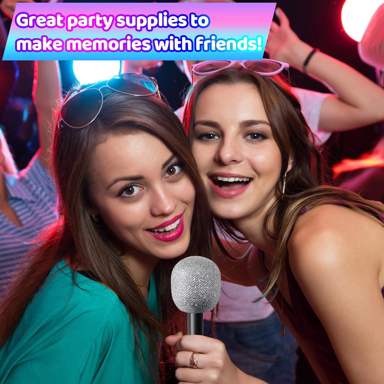 6PCS Glittered Plastic Microphone Props for Kids