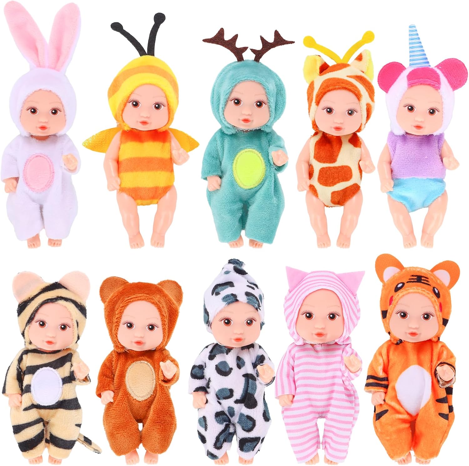 10 Pcs 4 Inch Mini Baby Dolls Playset