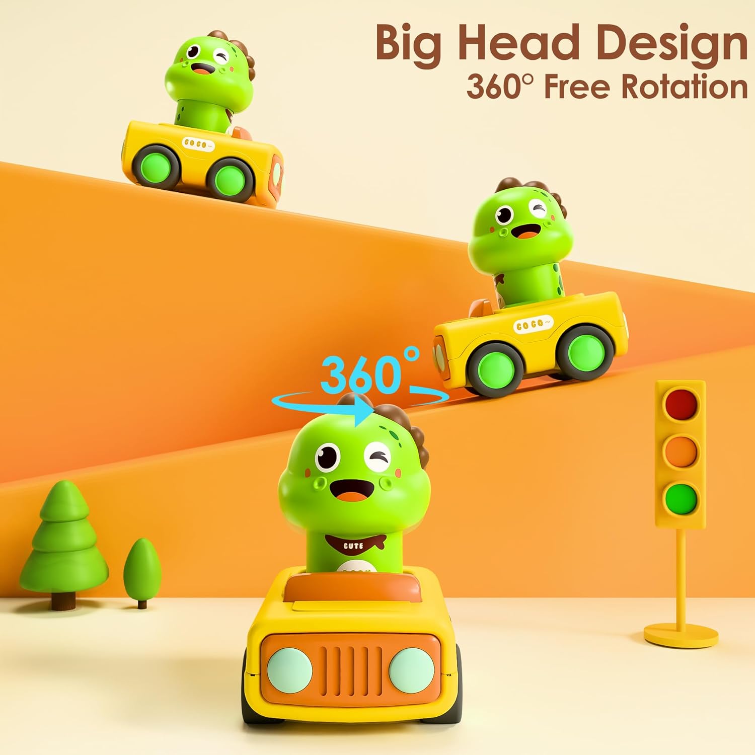 iPlay iLearn Press to Go Car Toy for Toddlers 1-3 Years