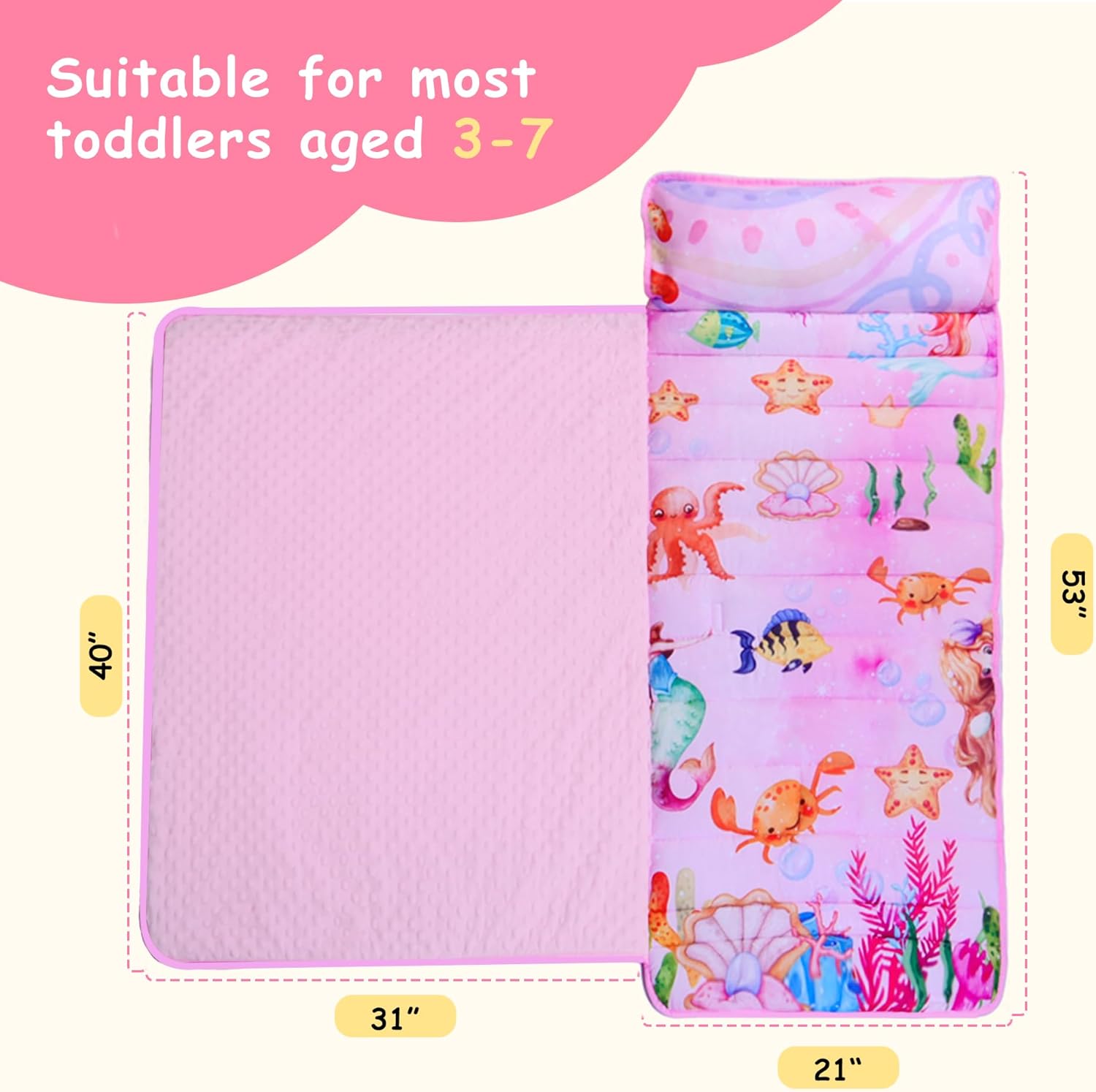 Lydaz Toddler Nap Mat with Pillow Blanket