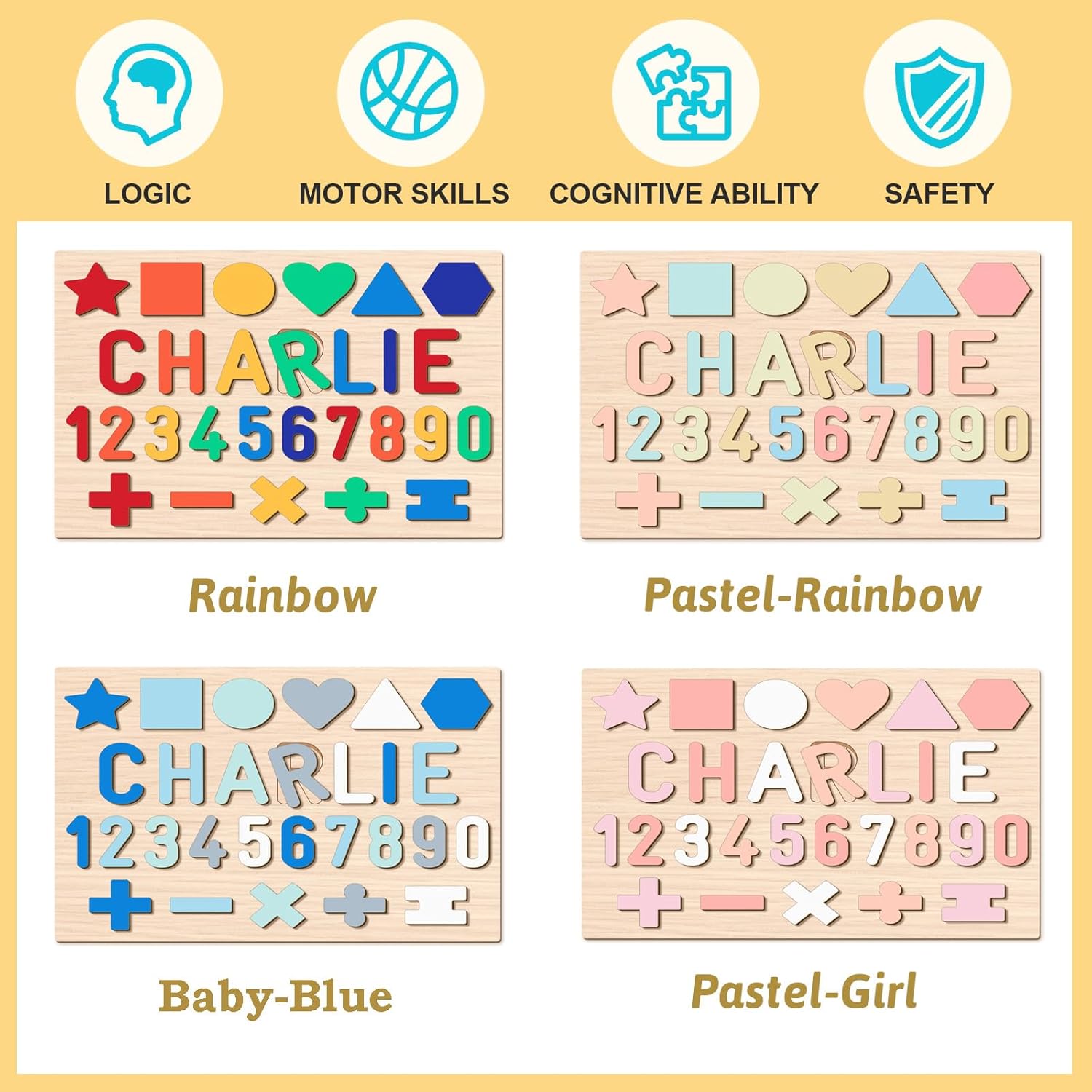 Personalized Wooden Name Puzzle for Kids 1-3