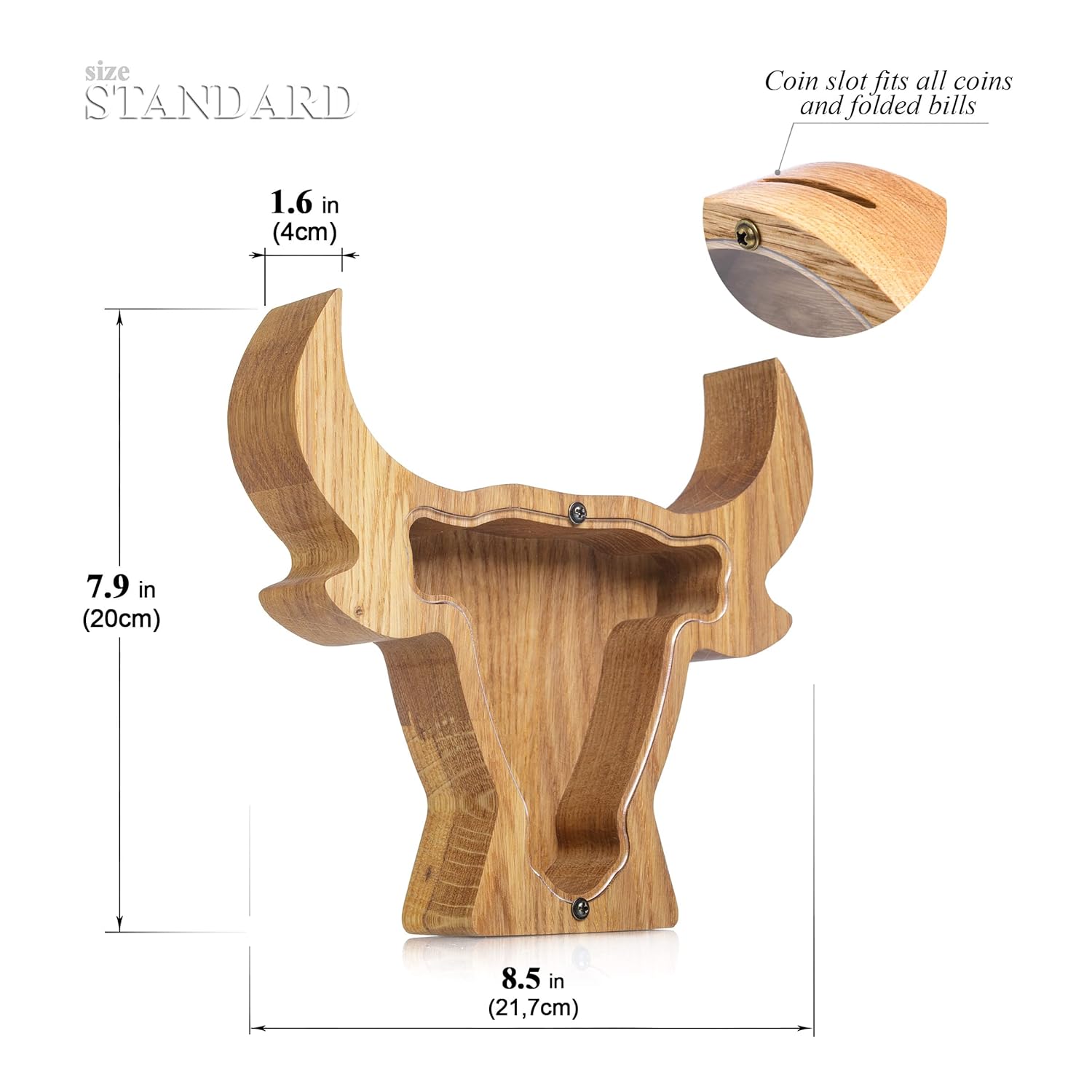 Bull Wooden Piggy Bank Montessori Waldorf Toy 2 Sizes
