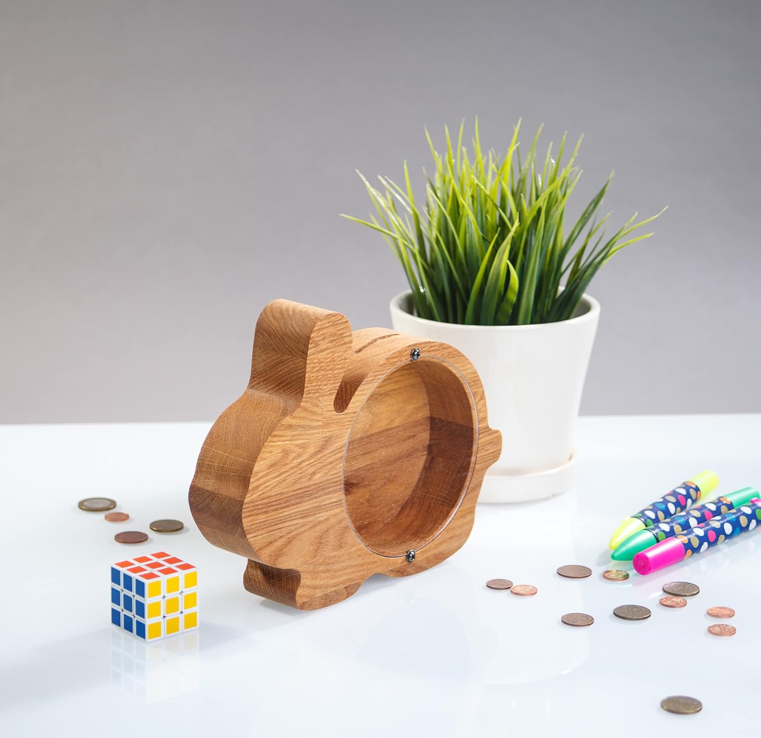Personalized Rabbit Coin Bank Wooden Piggy Bank for Kids