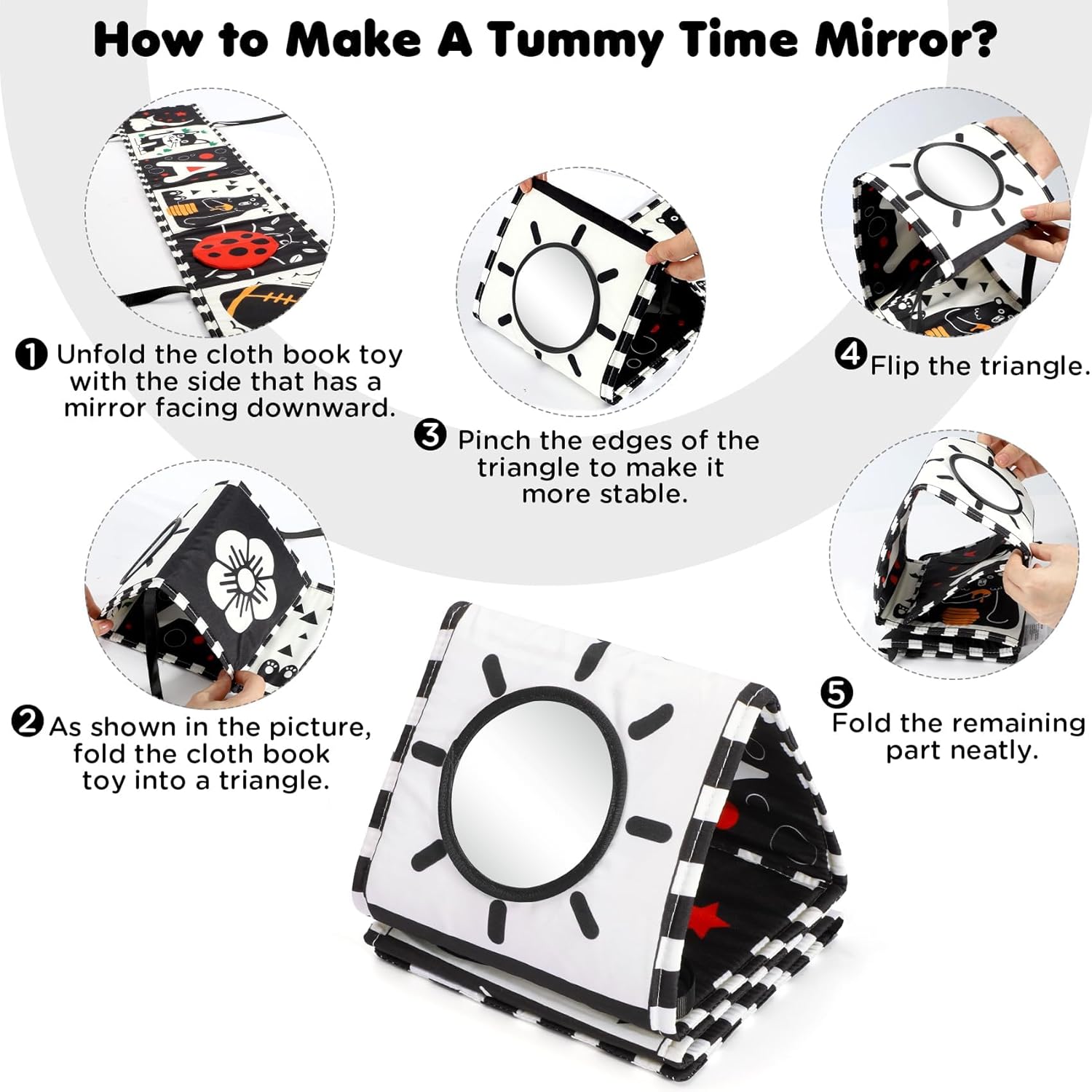 URMYWO High Contrast Baby Book with Mirror