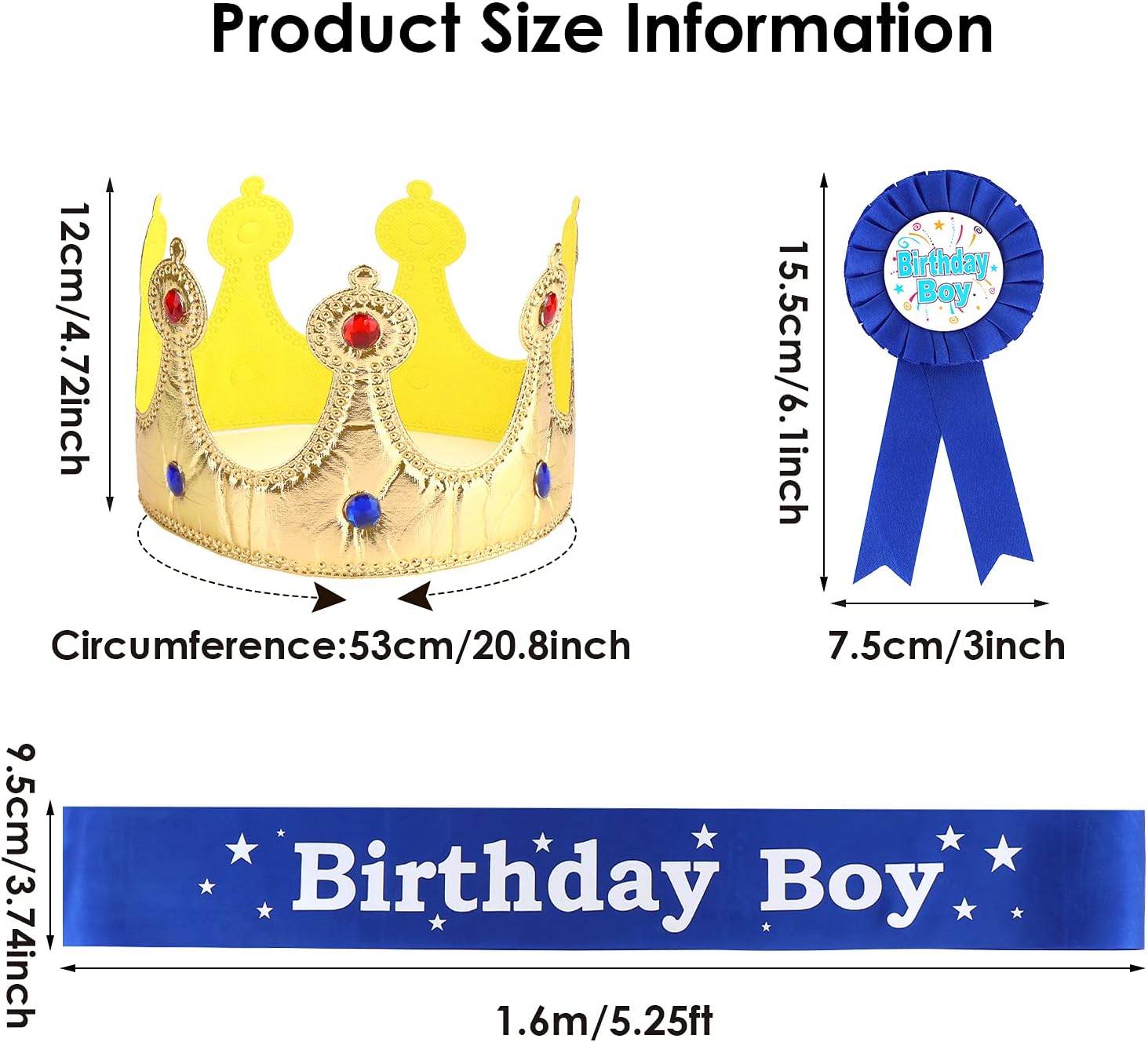 Birthday Boy Costume Set - Crown Sash Button Pin