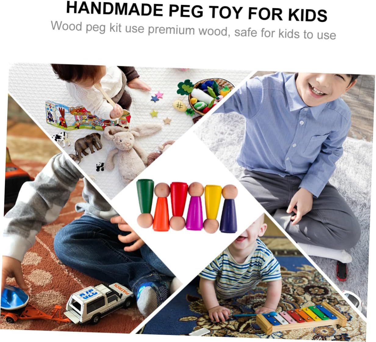 Gogogmee 6pcs Wooden DIY Puppet Kit for Kids