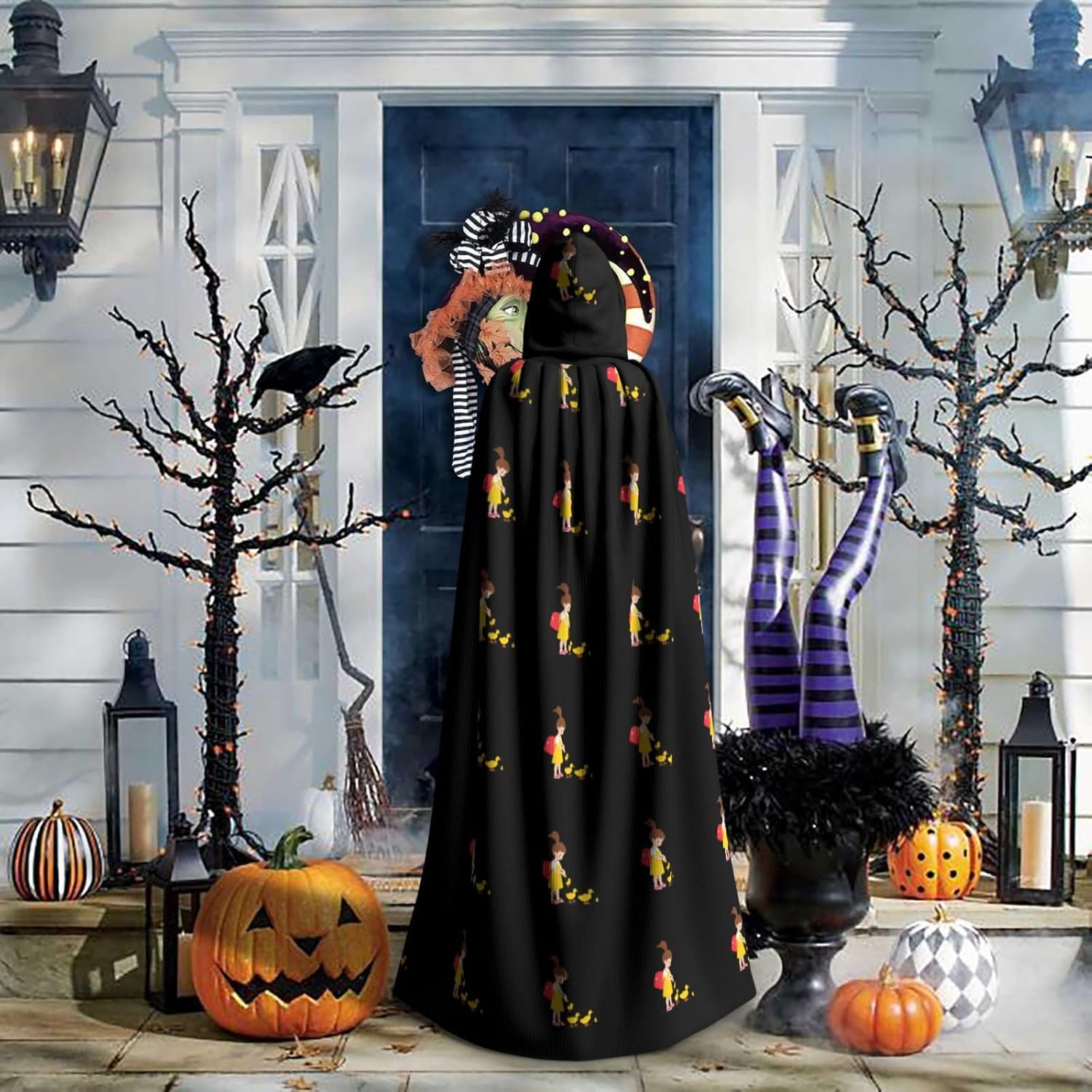 MJHKXLJ Little Girl Feeding Ducklings Hooded Cloak for Halloween