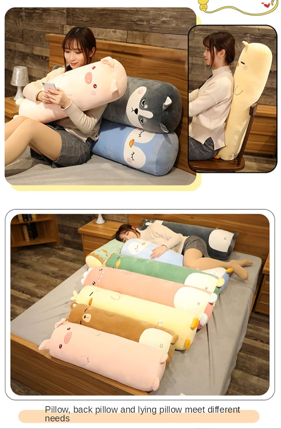 MUPI Long Plush Body Pillow Yellow Duck 27 Inch